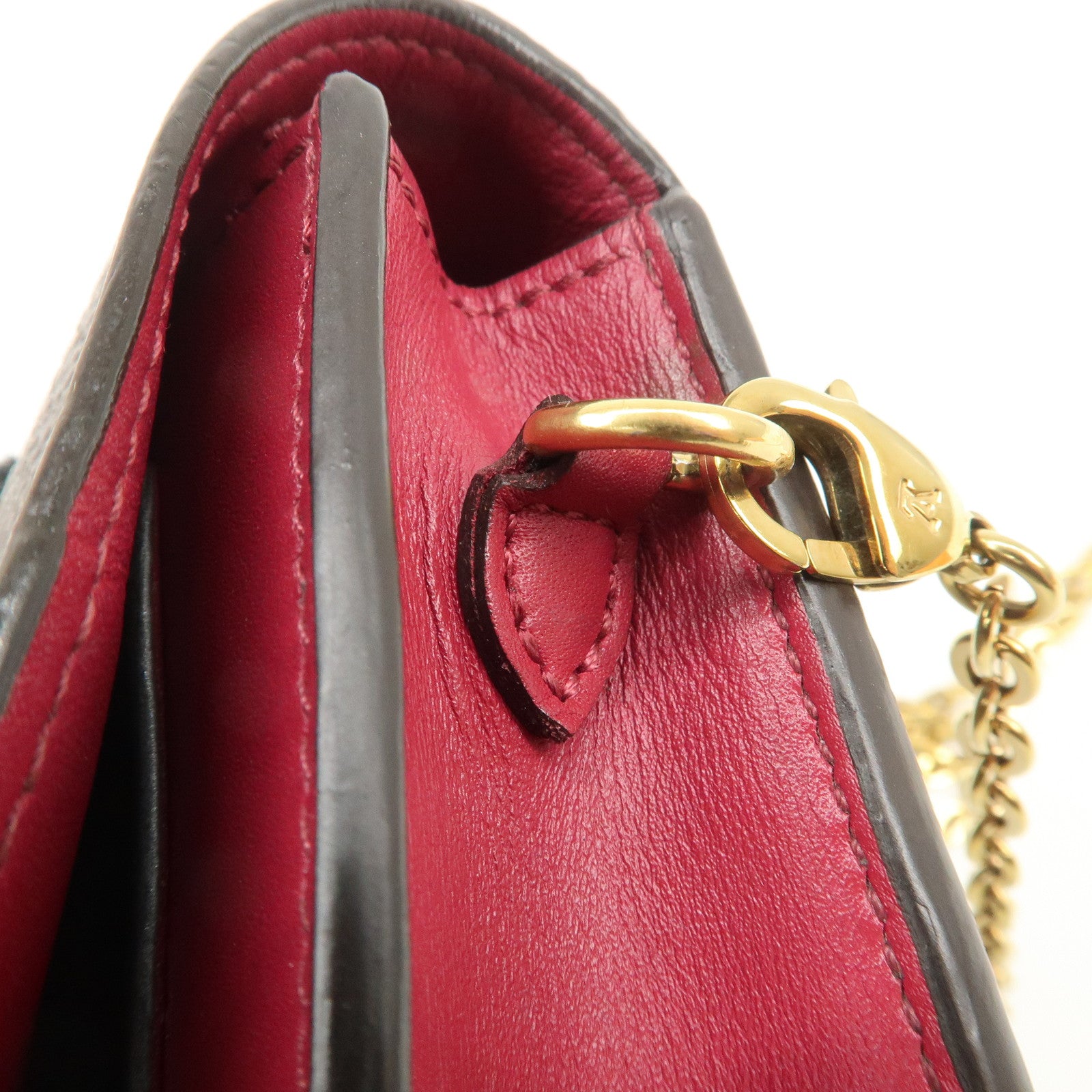 Louis Vuitton Monogram Leather Portefeuille Flore Chain Wallet Brown Pink M69578 Used