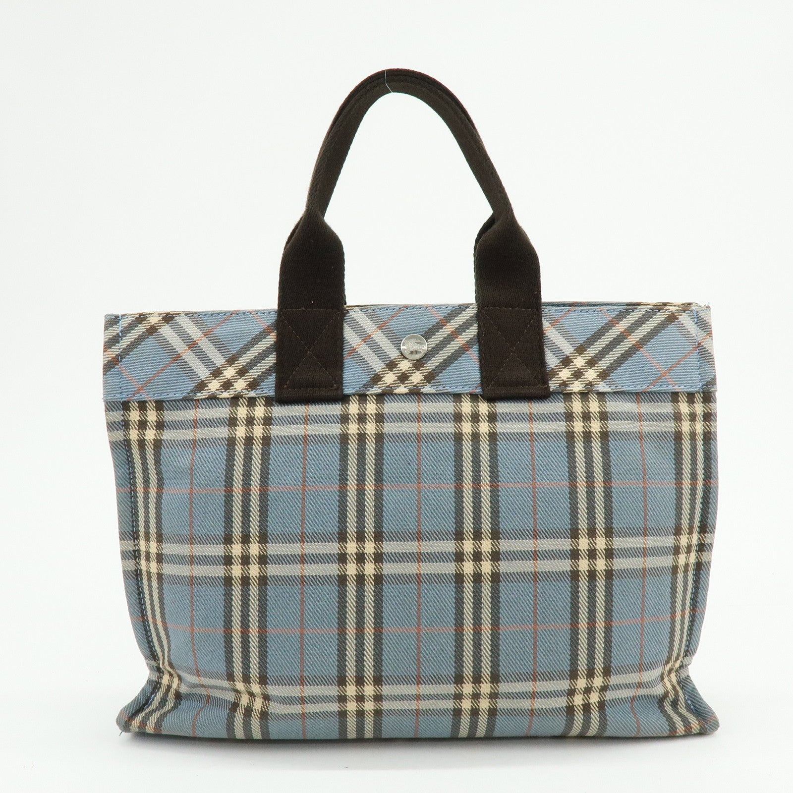 BURBERRY Blue Label Canvas Tote Bag Shoulder Bag Blue Brown