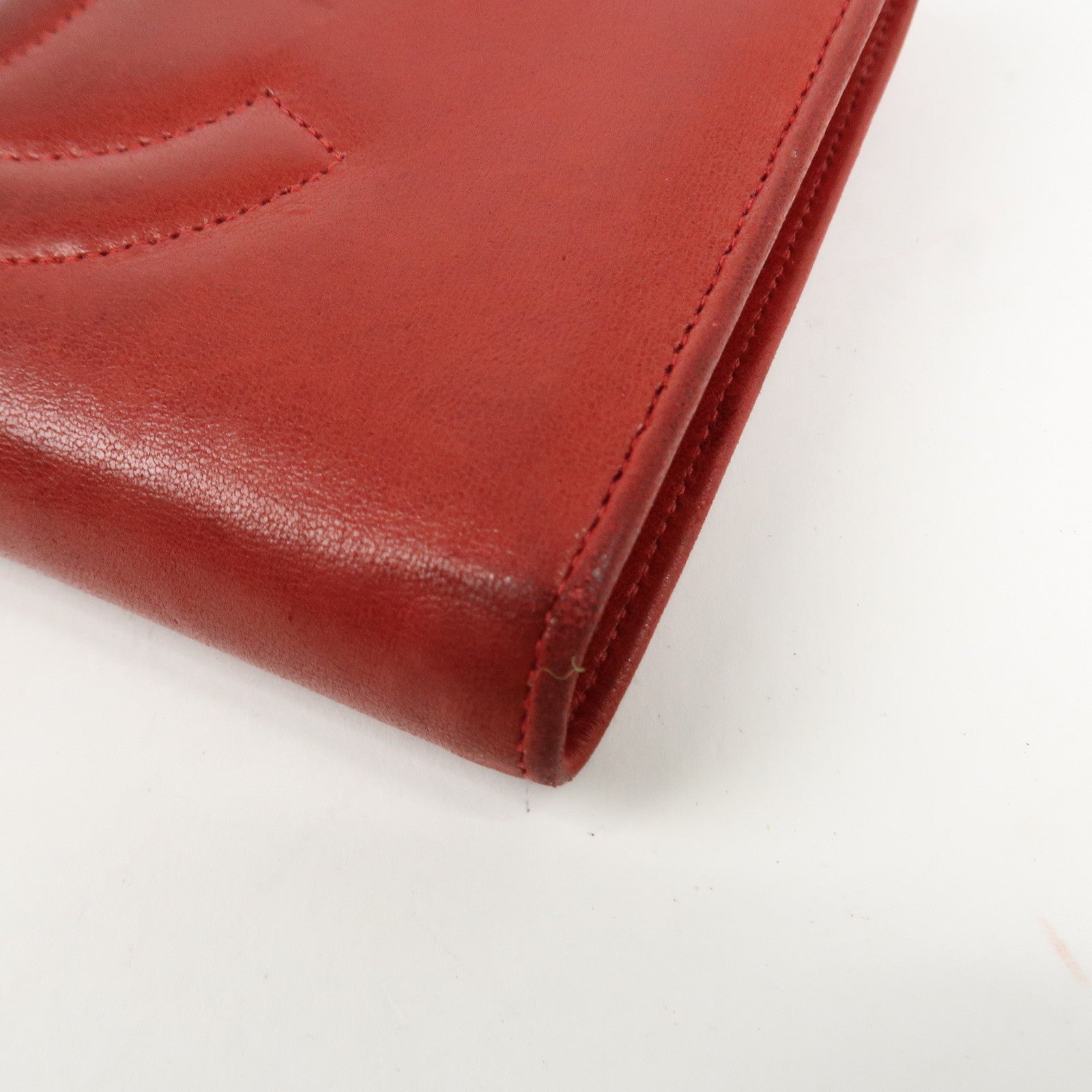 CHANEL COCO Mark Caviarskin Bi-fold Wallet Red A01429 Used