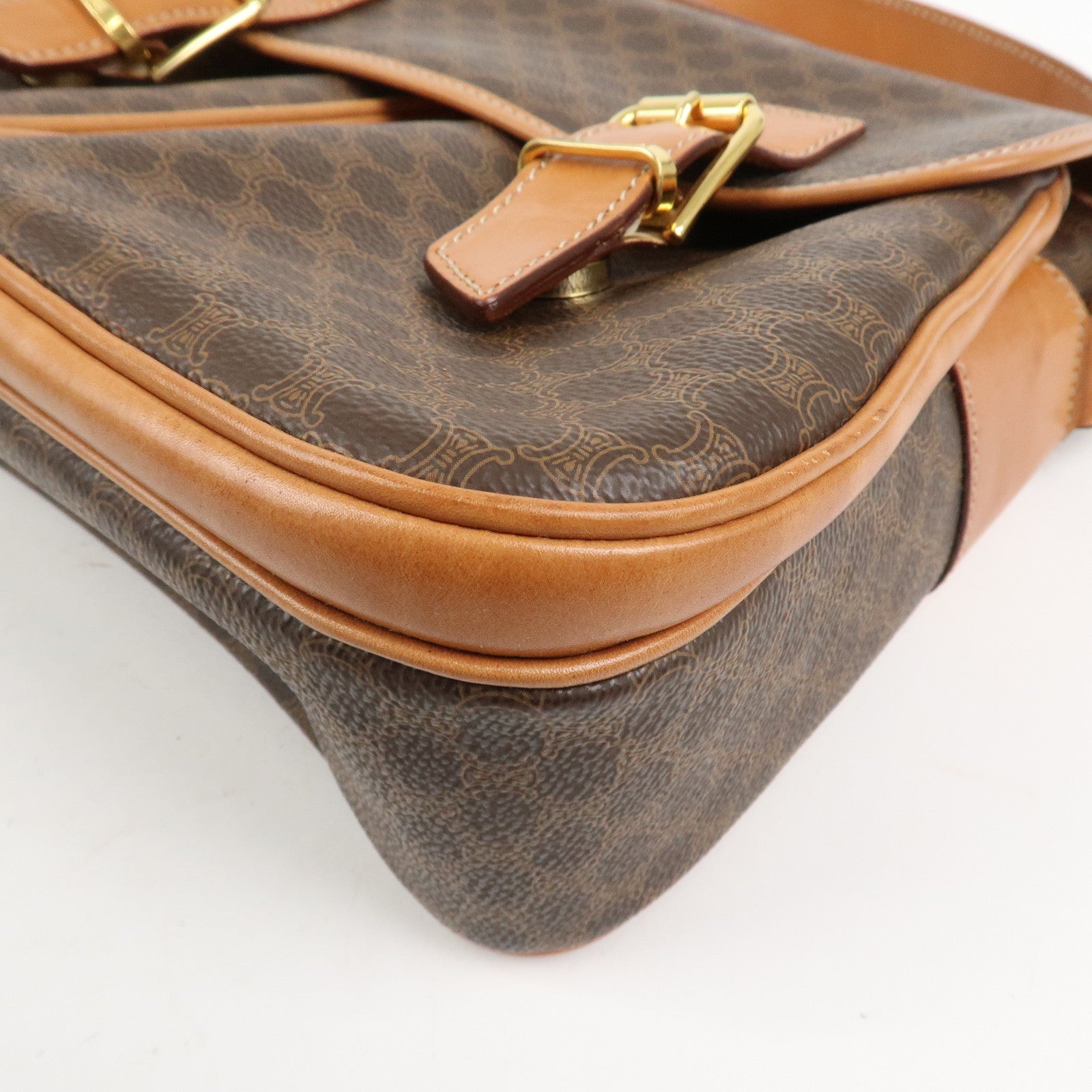 CELINE Macadam PVC Canvas Leather 2WAY Bag Shoulder Bag Brown