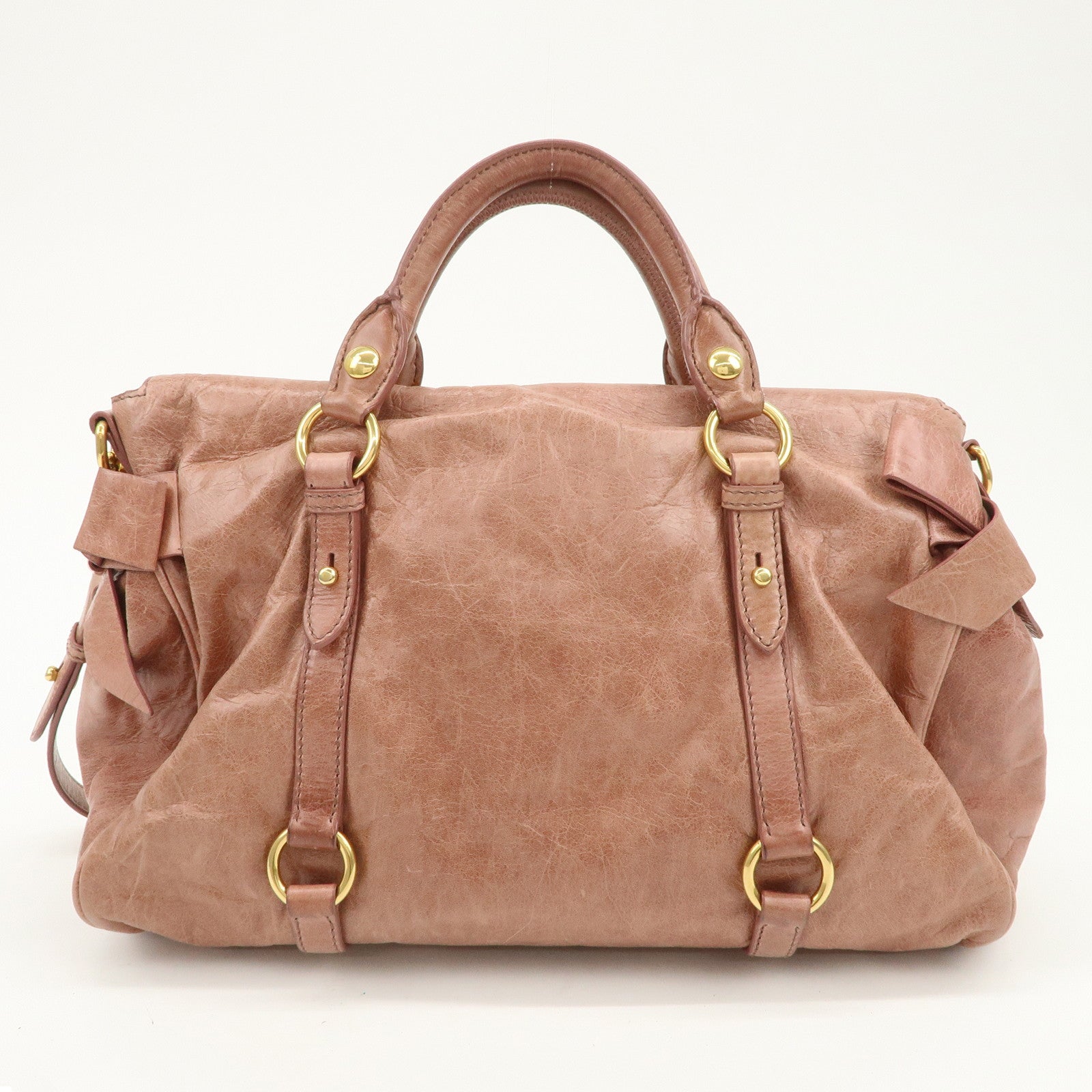 MIU MIU Logo Leather Ribbon 2Way Bag Shouler Bag Hand Bag RT0365