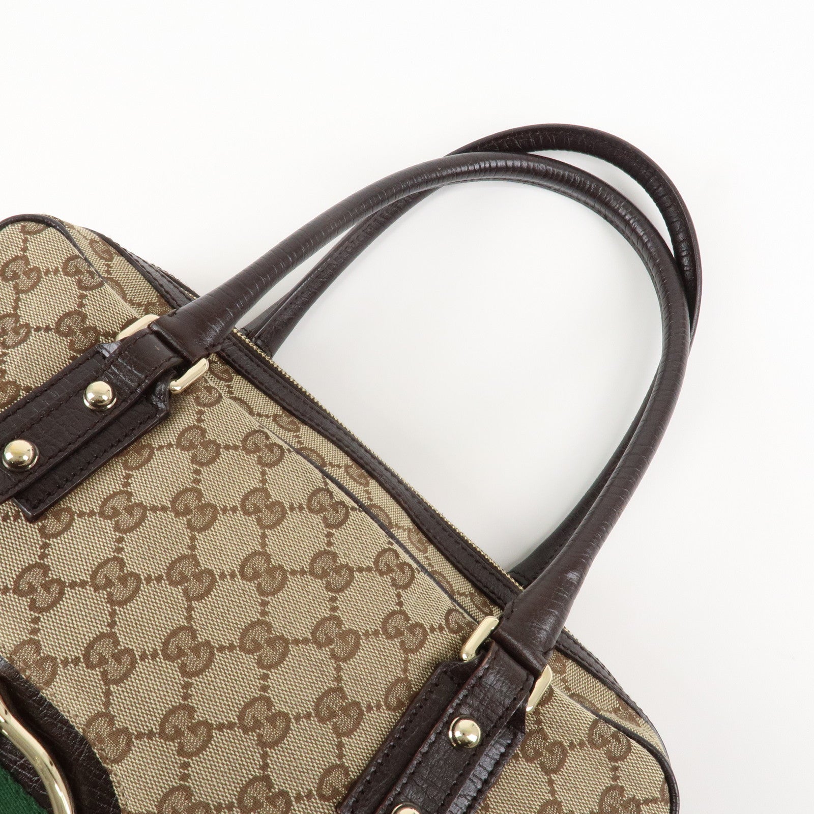 GUCCI Horsebit Sherry GG Canvas Leather Shoulder Bag Beige Brown 141503 Used