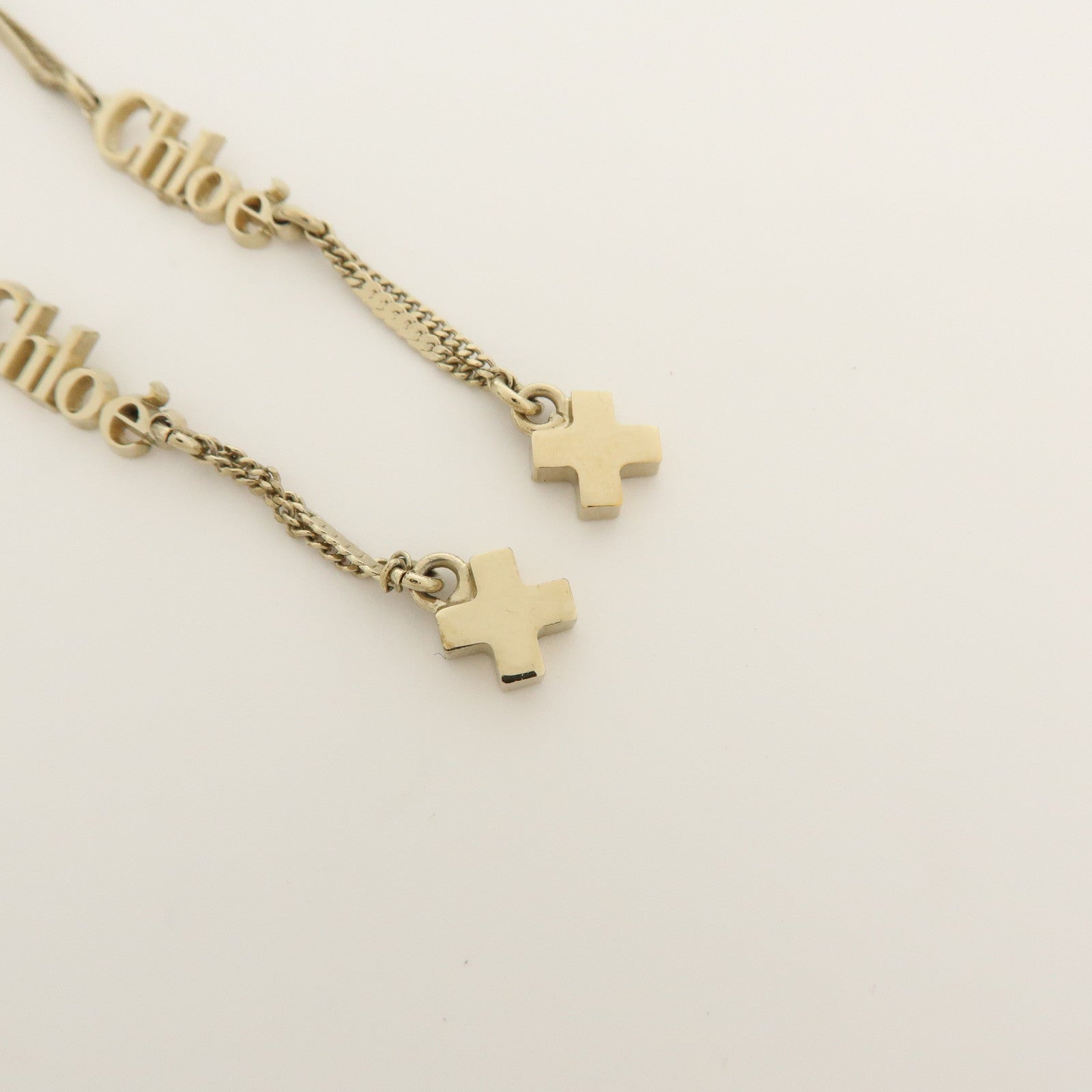 Chloe Iconic Logo Dangling Metal Earrings Gold