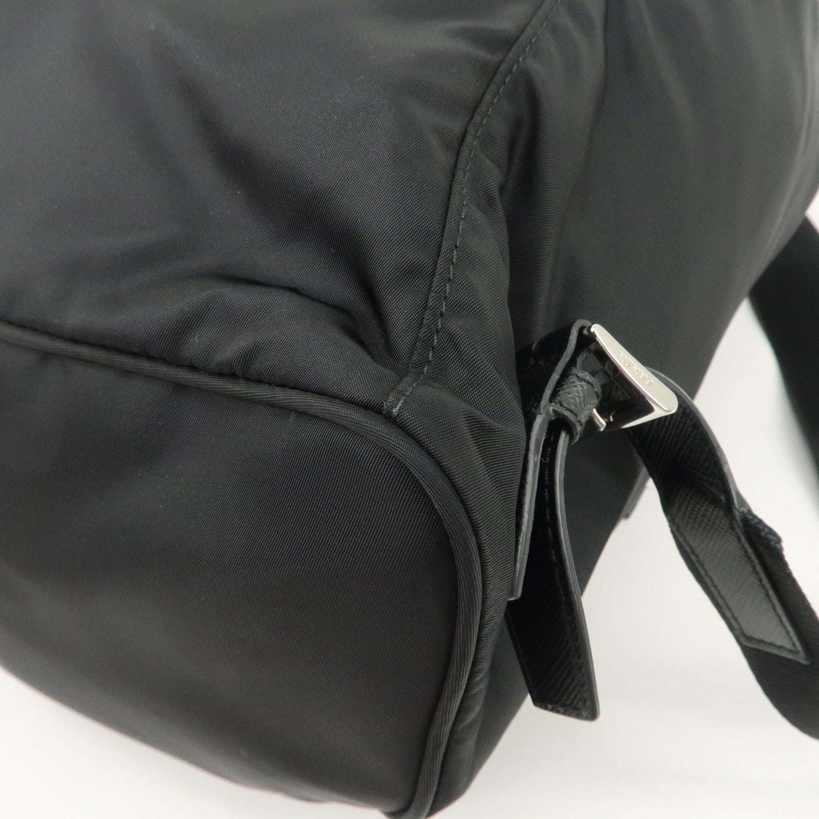 PRADA Triangle Logo Nylon Leather Backpack Rucksack Black 1BZ032