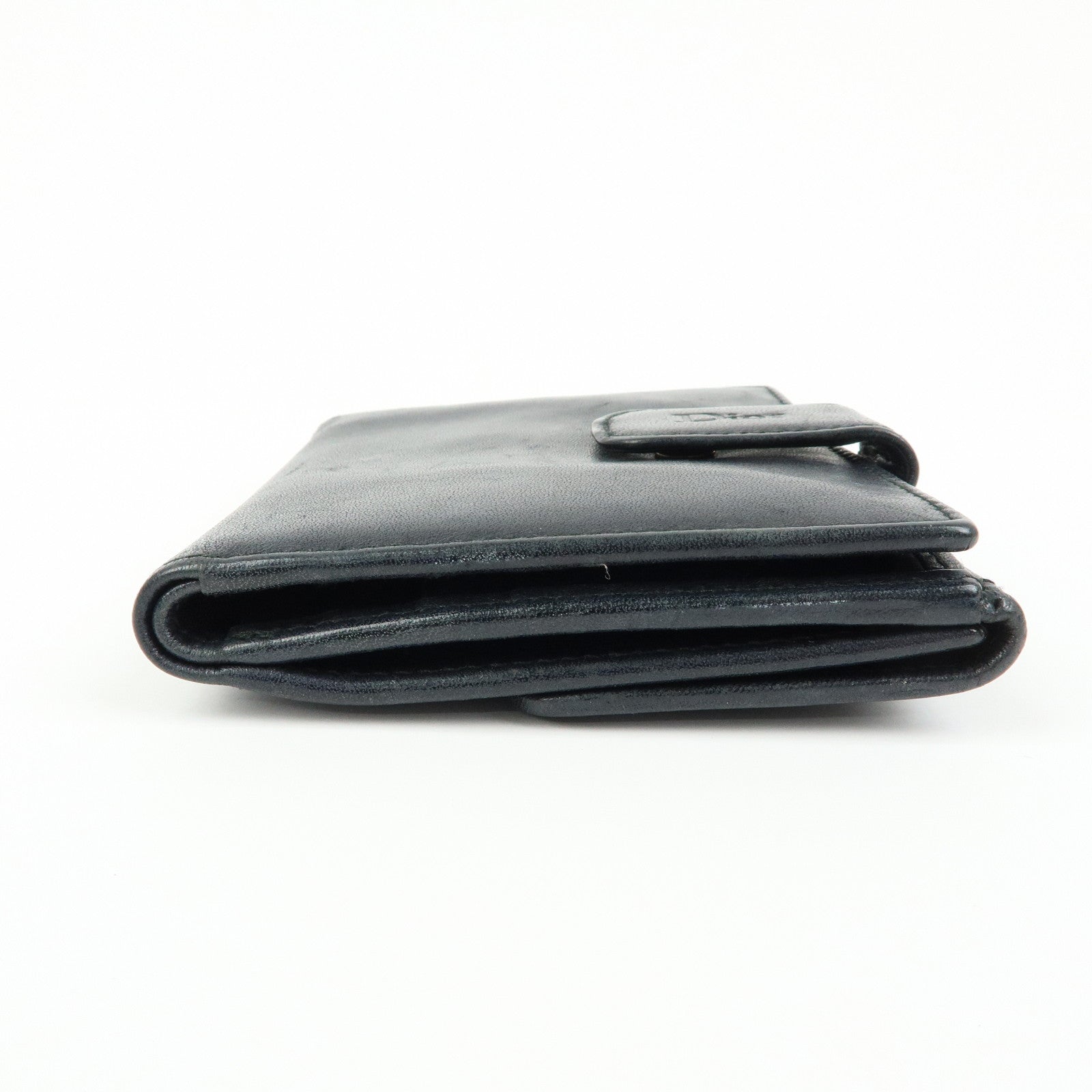 Christian Dior Cannage Lamb Skin Bi-fold Compact Wallet Black