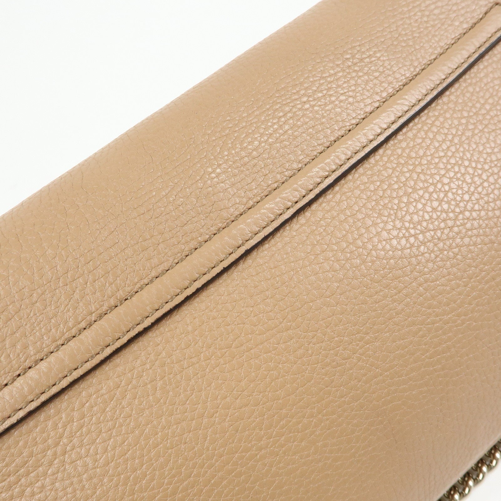 GUCCI SOHO Leather Chain Shoulder Bag Crossbody Bag Beige 536224