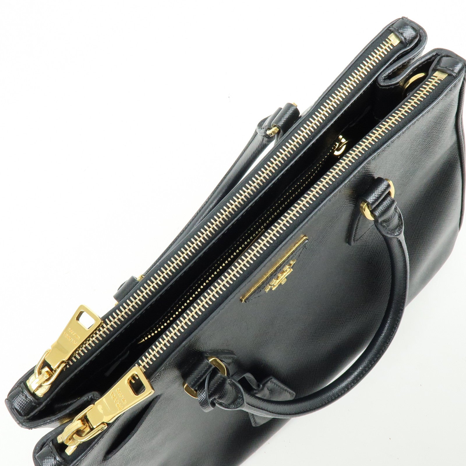 PRADA Saffiano Leather 2Way Bag Hand Bag Shoulder Bag Black 1BA801