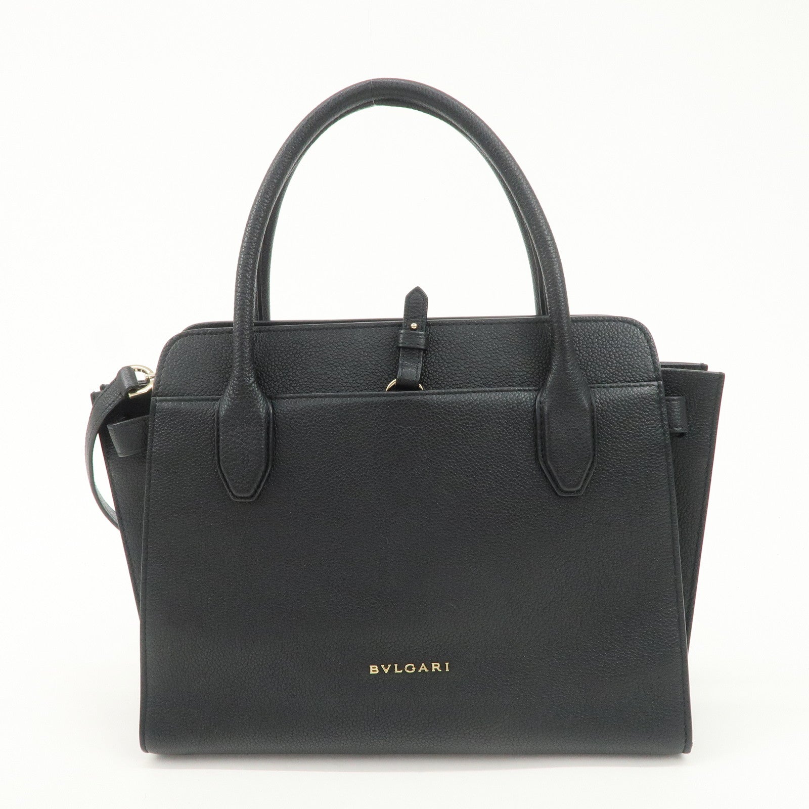 BVLGARI Alba Leather 2Way Hand Bag Shoulder Bag Charm Black