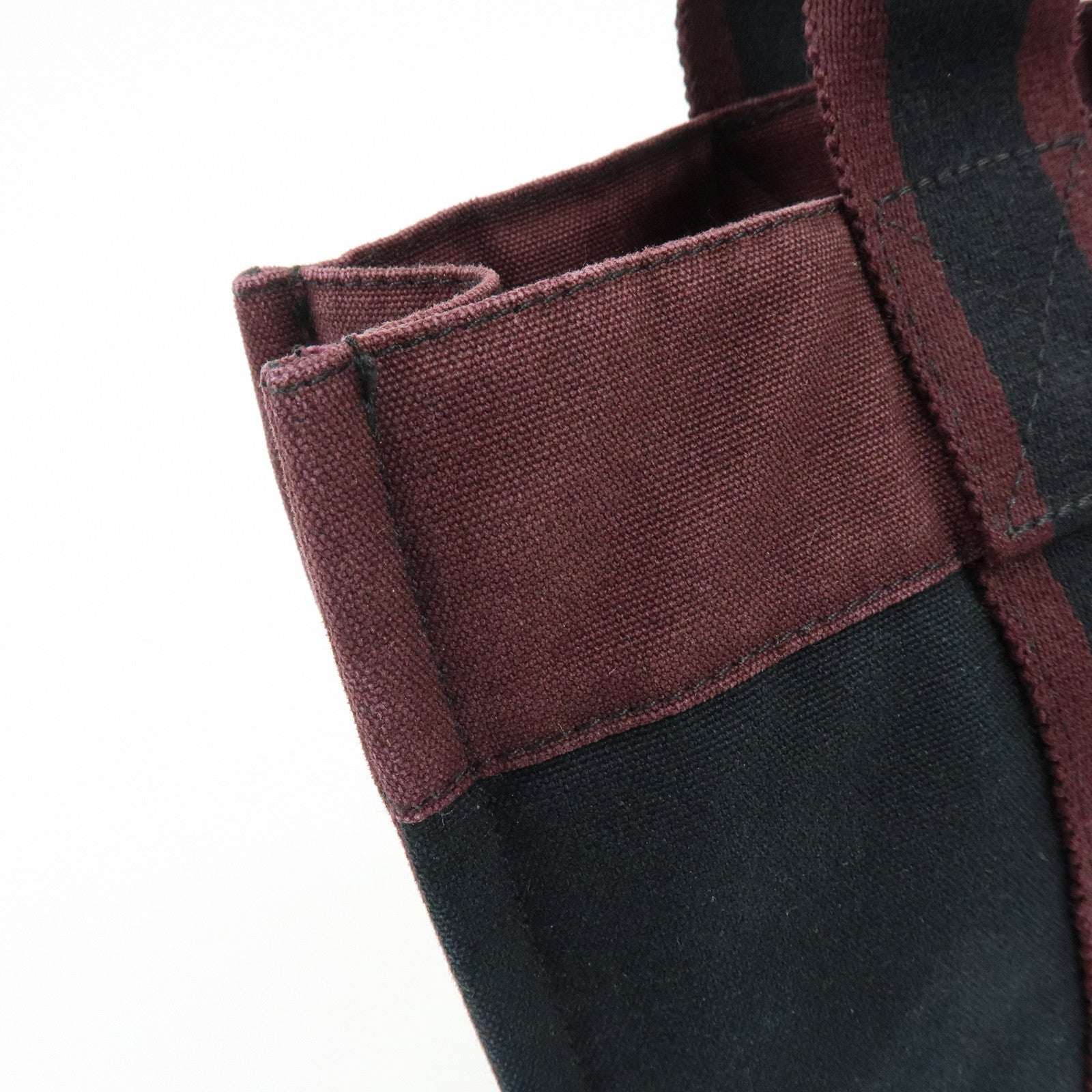 HERMES Fourre Tout PM Canvas Hand Bag Tote Bag Black Bordeaux