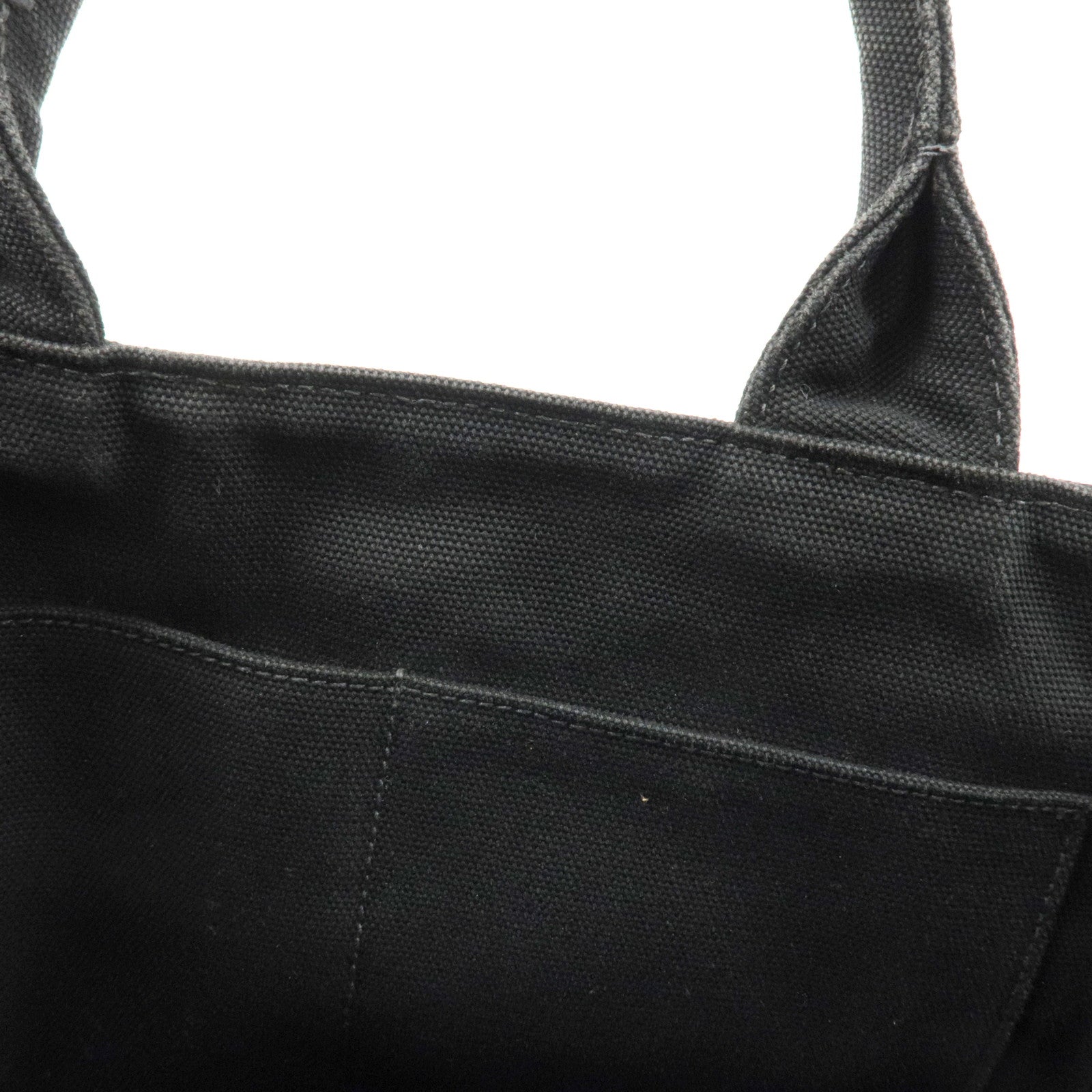 PRADA Logo Canapa Mini Canvas Bijoux 2Way Bag Hand Bag Black 1BG439 Used