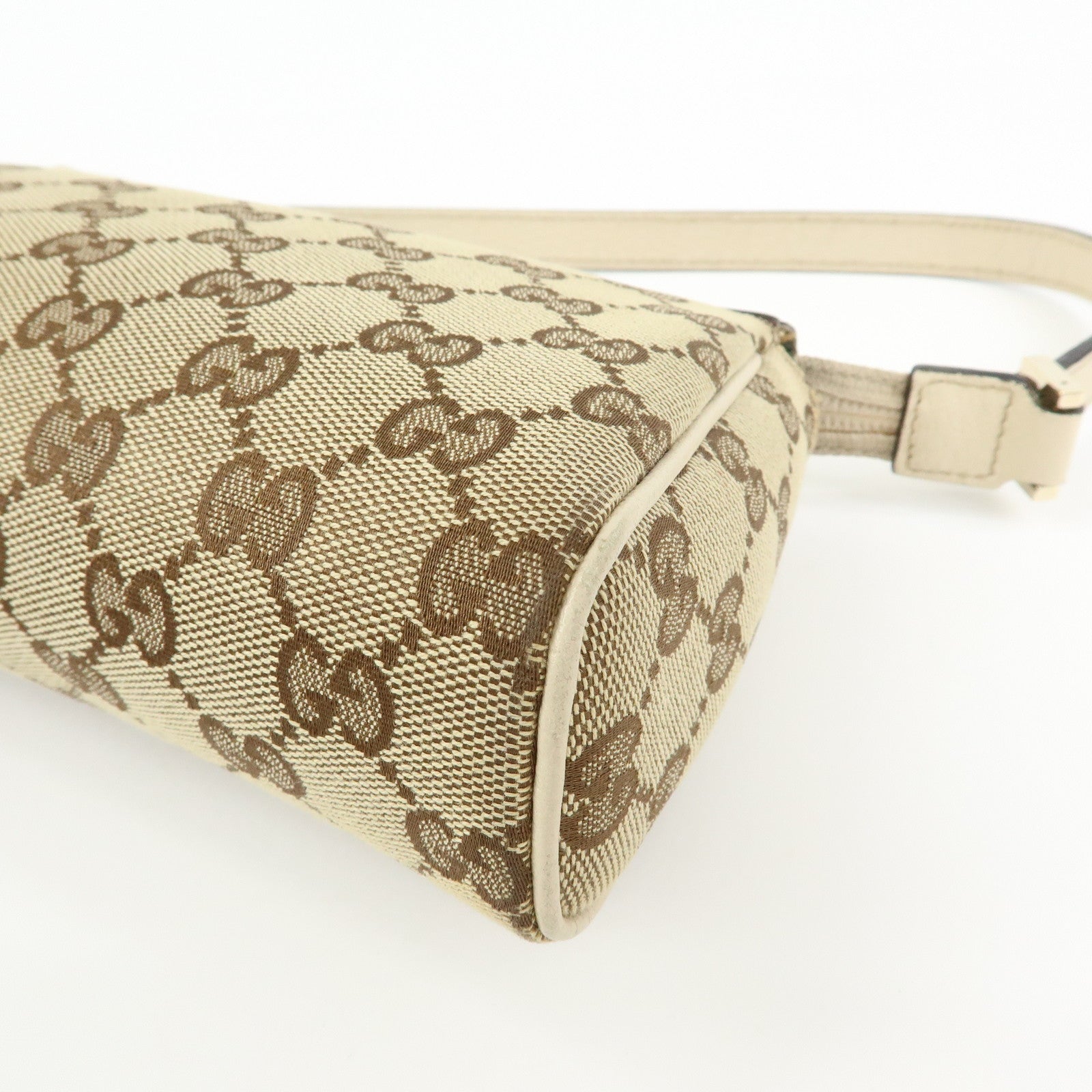 GUCCI GG Canvas Leather Hand Bag Beige Ivory 145750