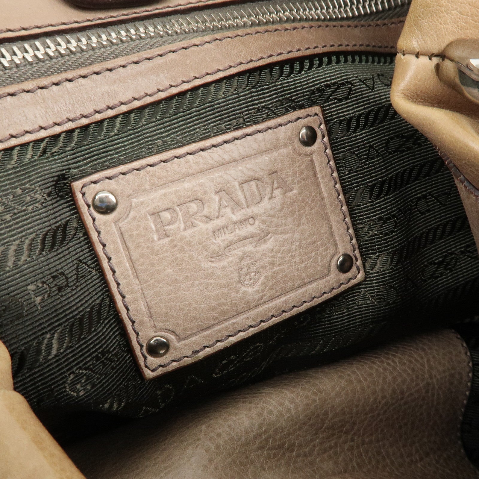 PRADA Leather Gradation Shoulder Bag Brown BR4070