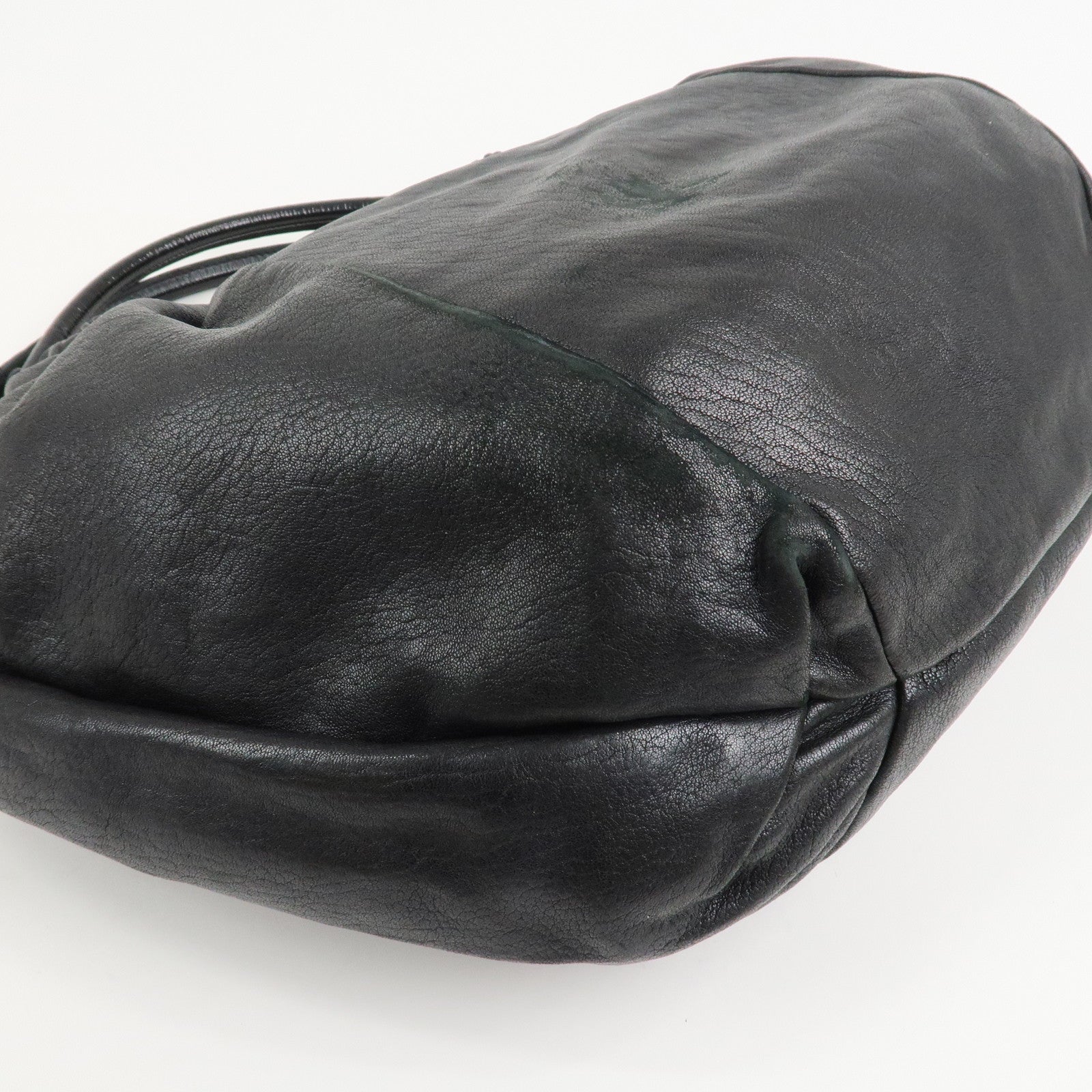 Ferragamo Leather  Patent Leather Shoulder Bag Hand Bag Black
