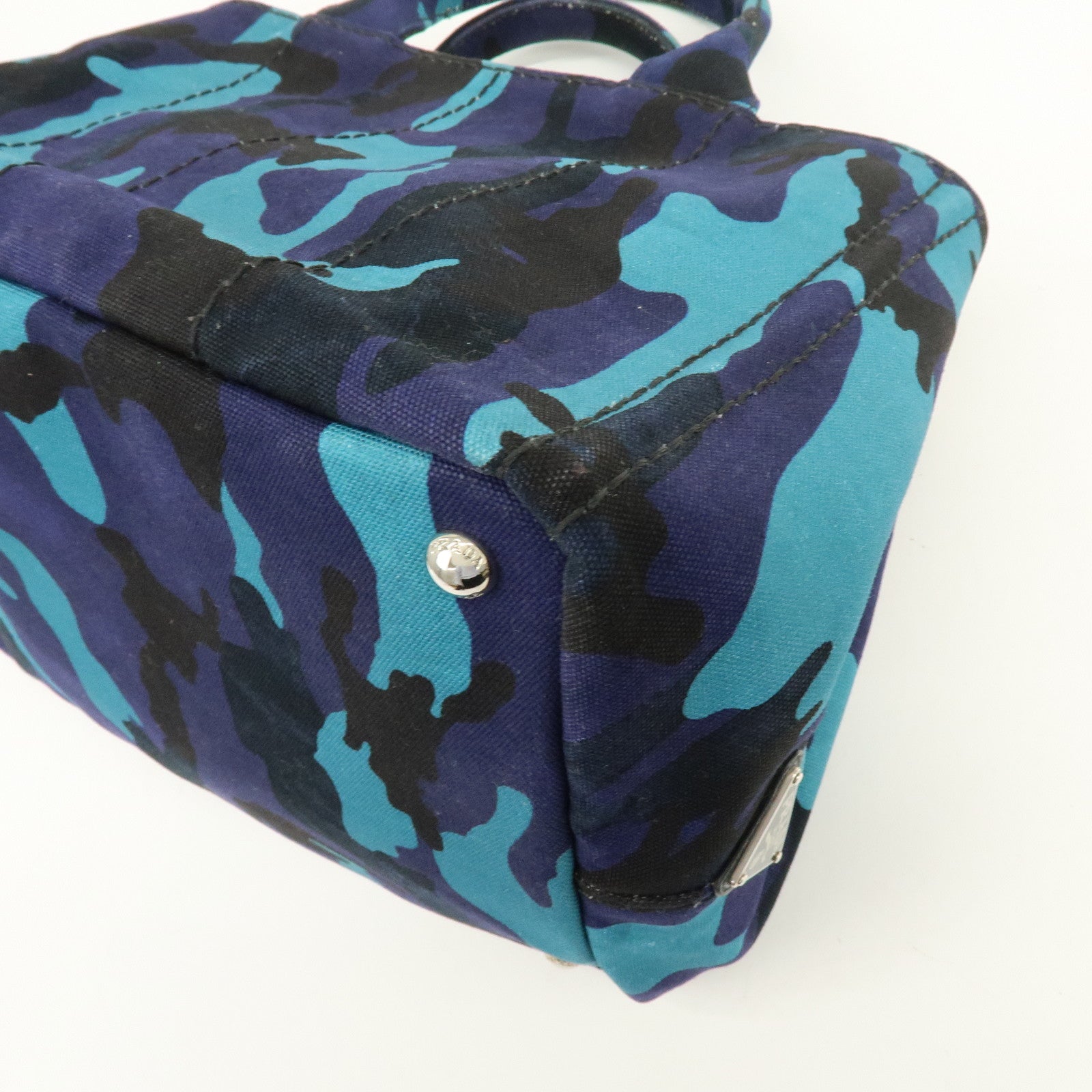 PRADA Triangle Logo Canapa Canvas 2Way Hand Bag Camouflage B2642B