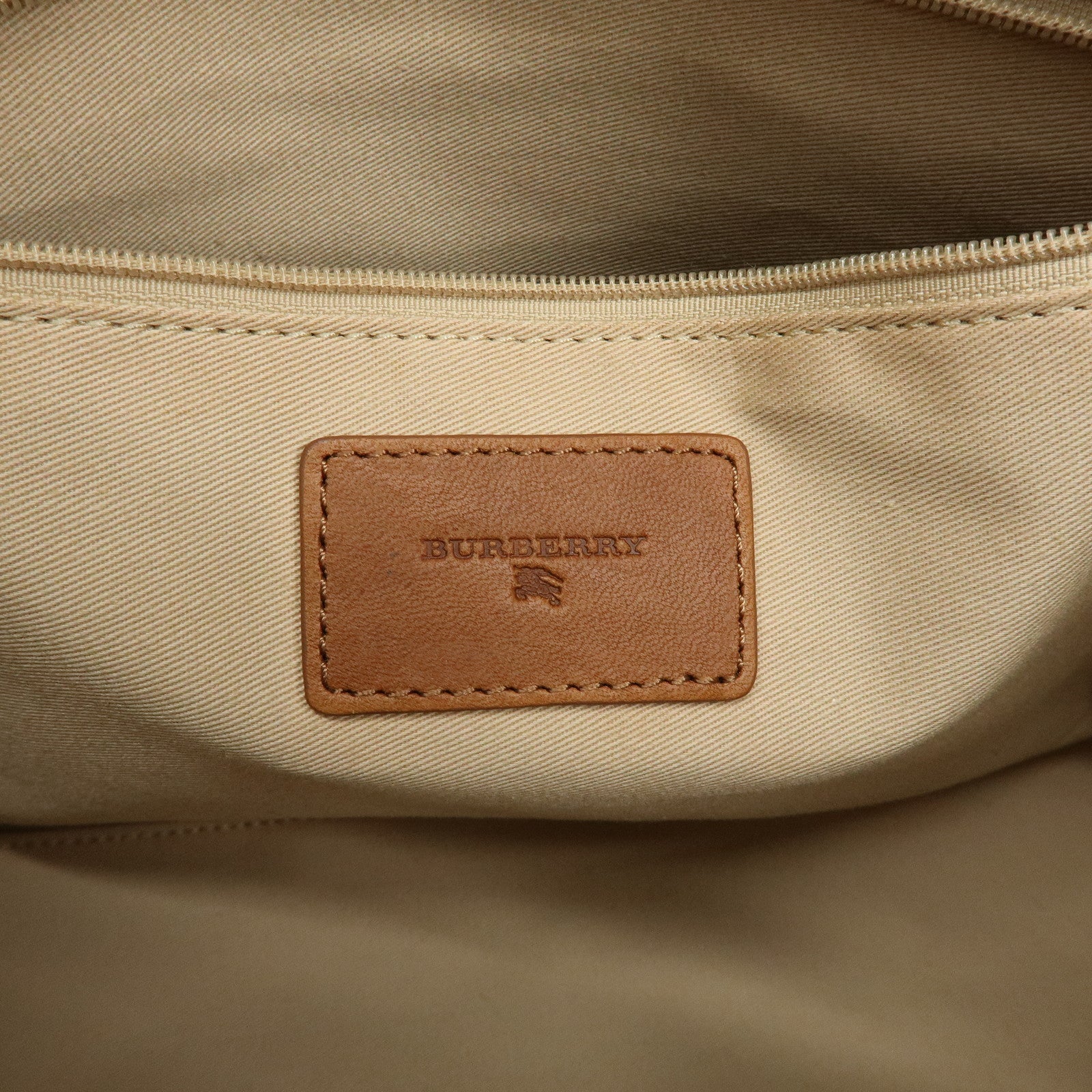 BURBERRY Nova Plaid Canvas Leather Tote Bag Hand Bag Beige Brown