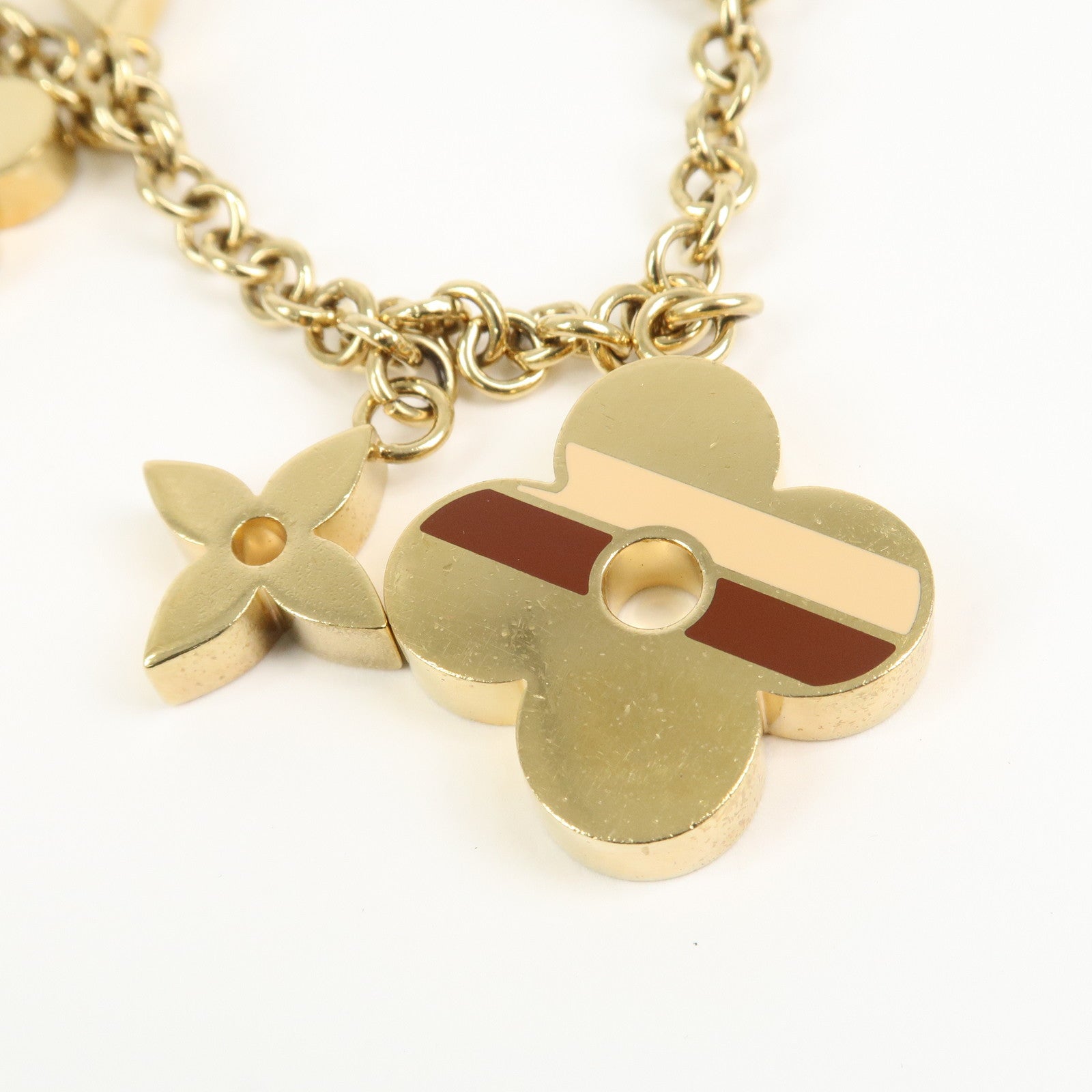 Louis Vuitton Porte Cles Chaine Flower Stripes Bracelet Gold M78612