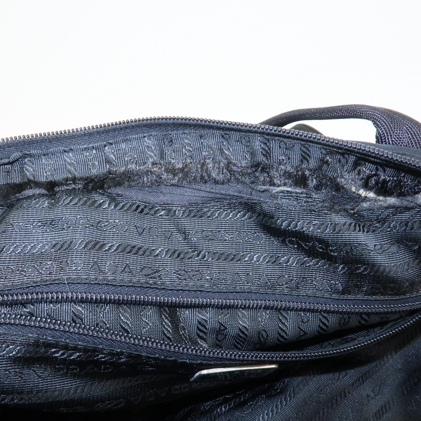 PRADA Triangle Logo Nylon Leather Shoulder Bag Hand Bag Black