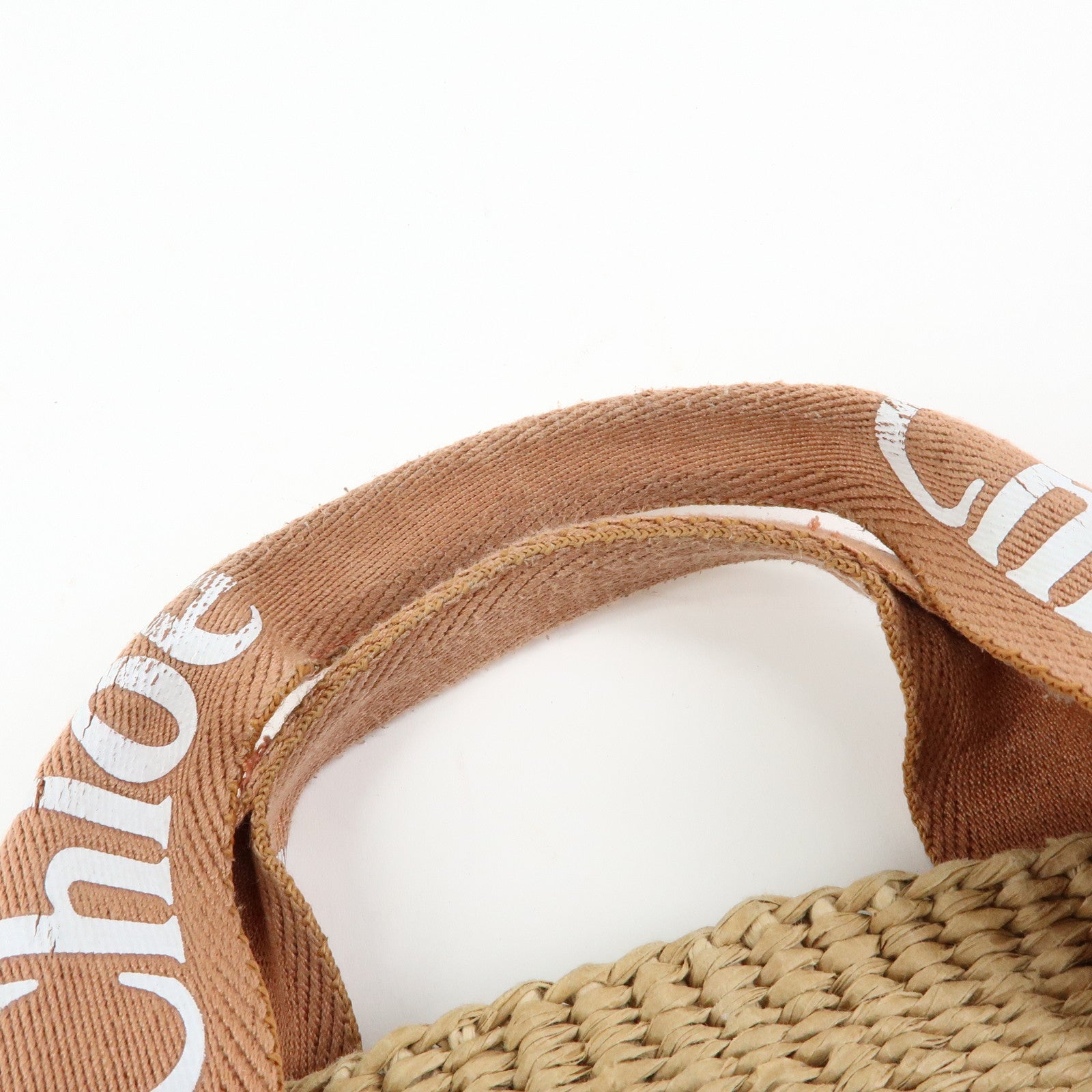 Chloe Mifuko Raffia Canvas Hand Bag Tote Bag Natural Beige