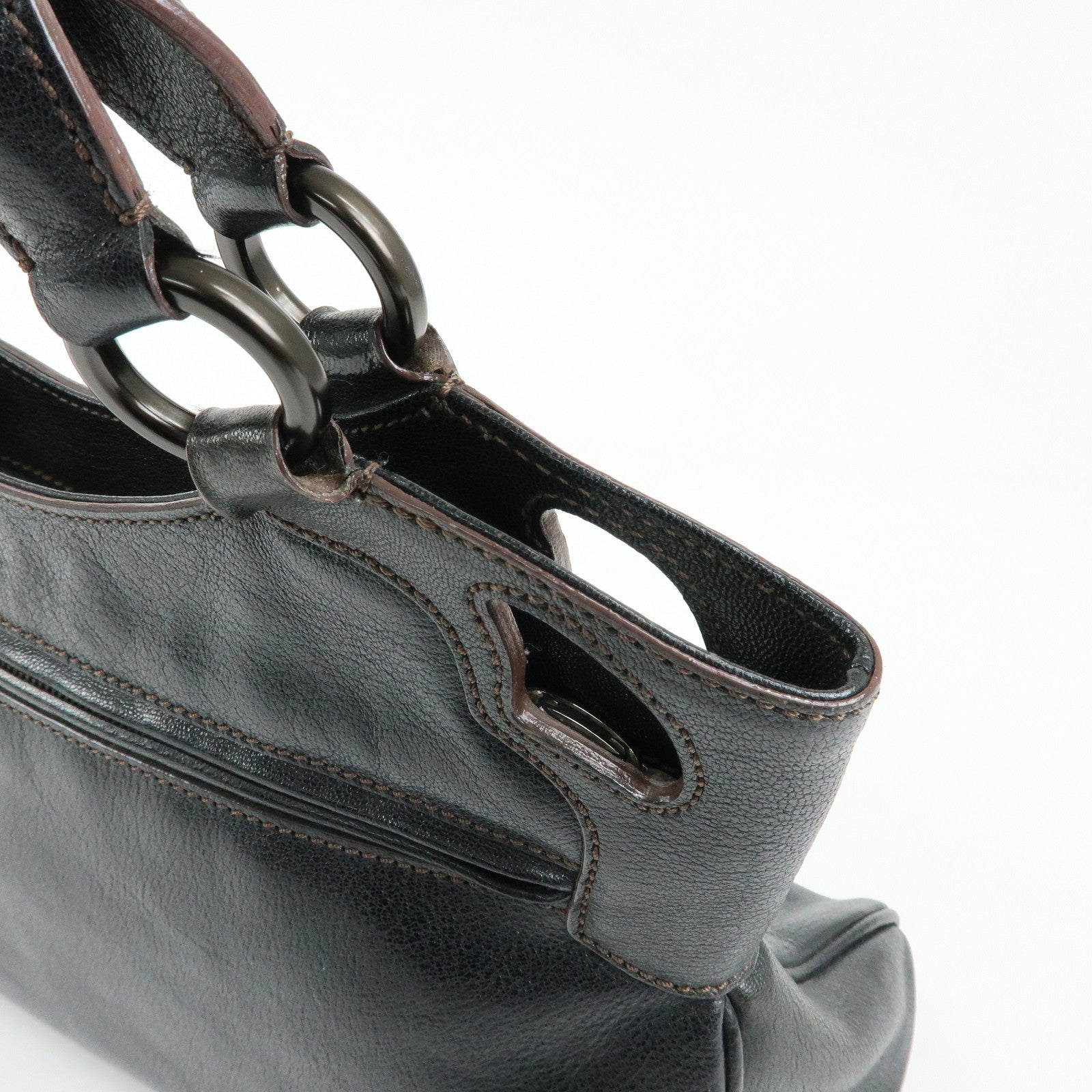 Cartier Marcello de Cartier Leather Hand Bag Tote Bag Black
