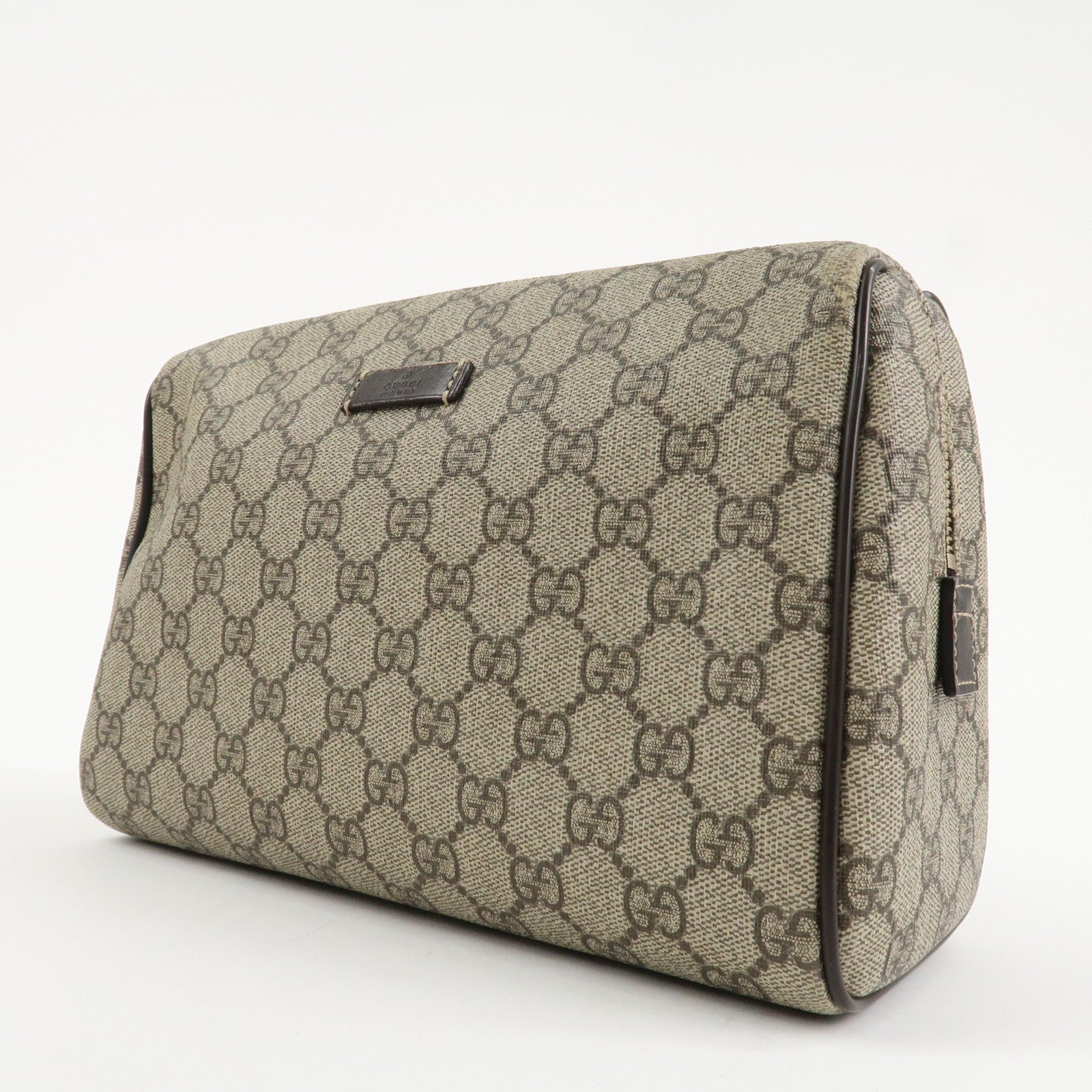 GUCCI GG Supreme Leather Clutch Bag Pouch Beige 189818 Used