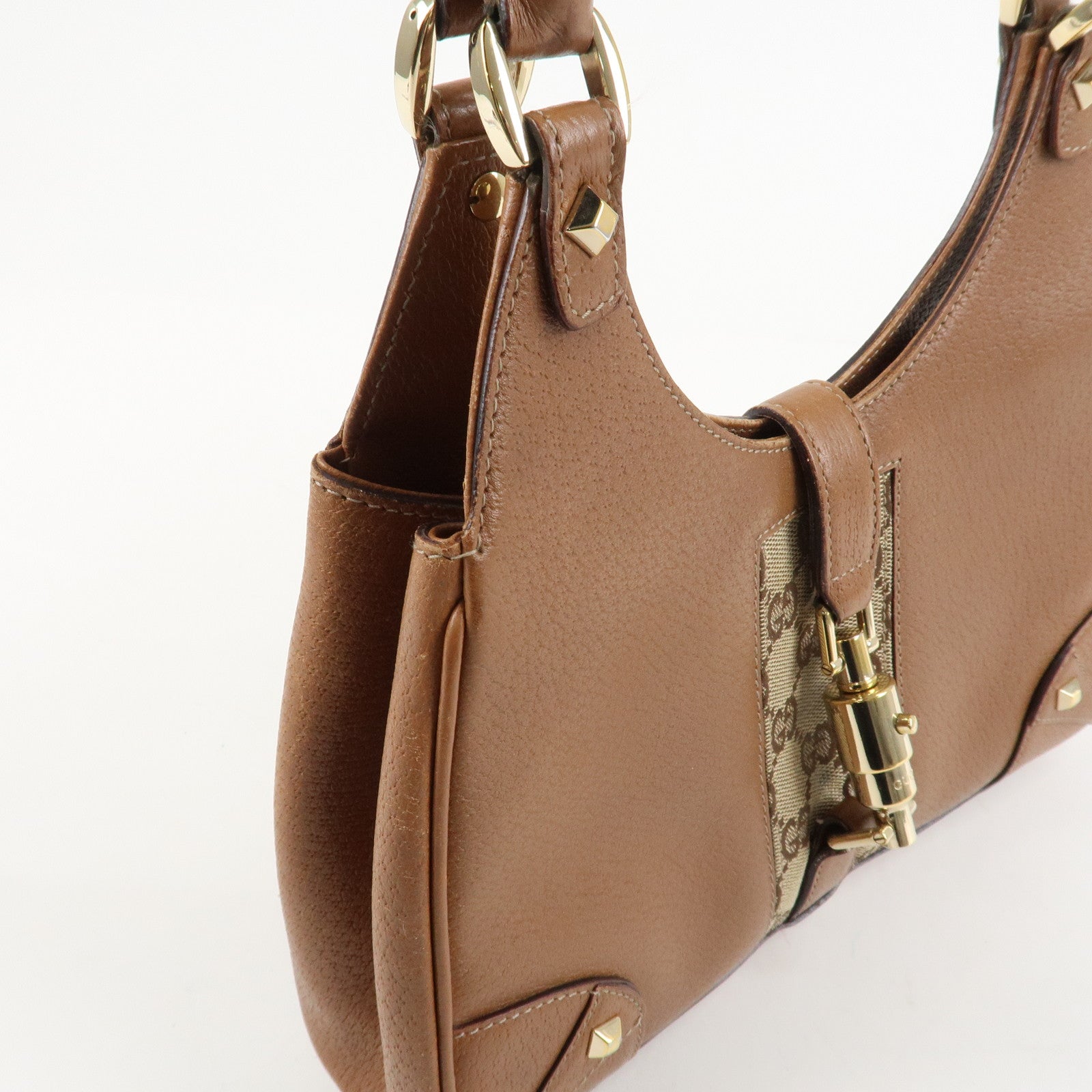 GUCCI New Jackey GG Canvas Leather Shoulder Bag Brown 124407 Used