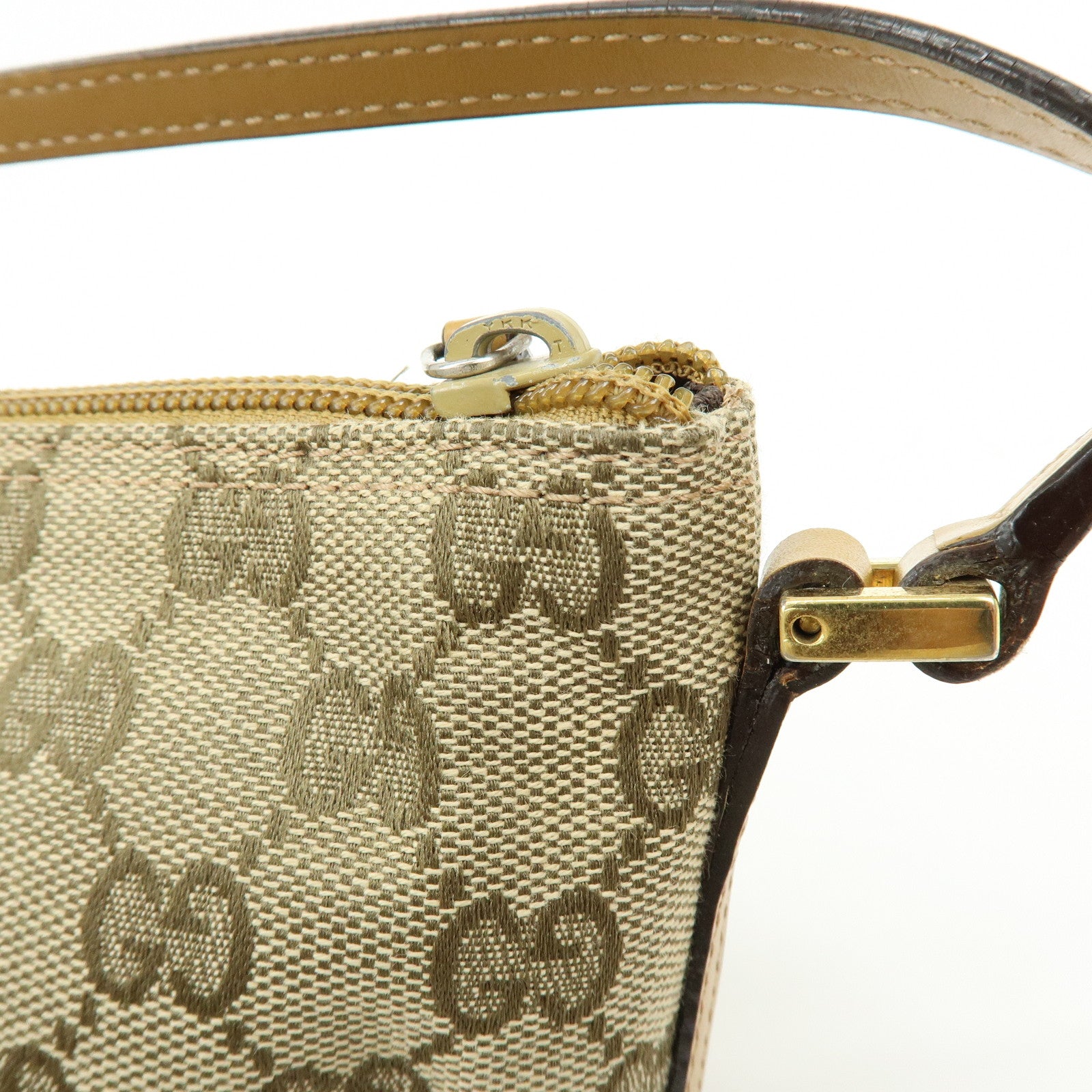 GUCCI Boat Bag GG Canvas Leather Hand Bag Beige Yellow 039・1103