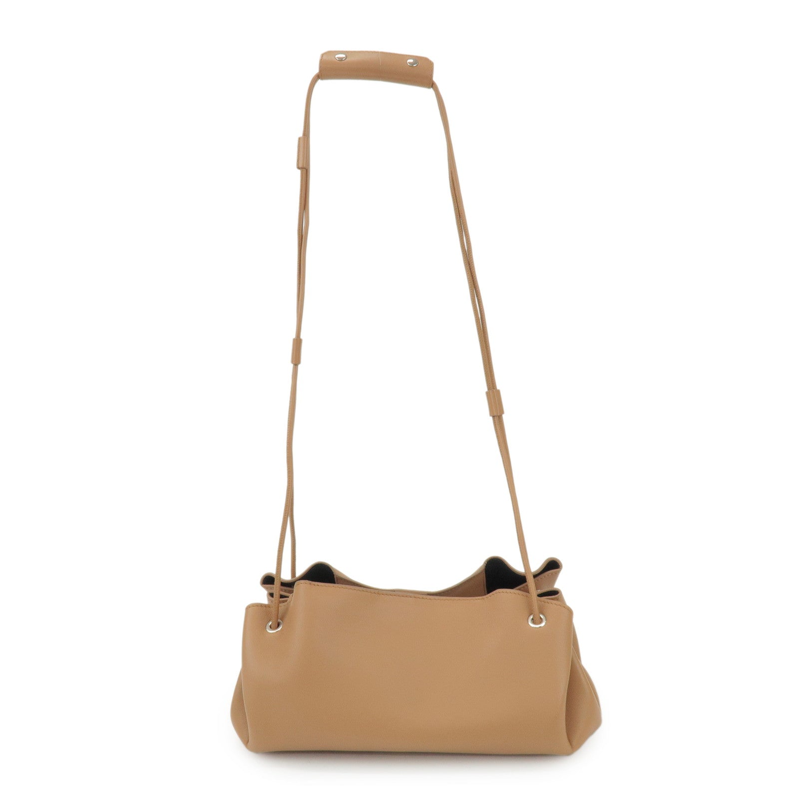 JIL SANDER Drawstring Leather Shoulder Crossbody Bag Light Brown
