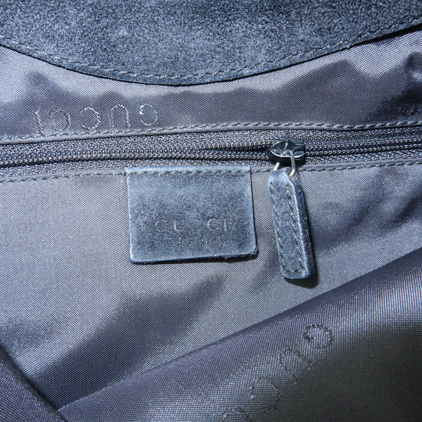 GUCCI Bamboo Suede Shoulder Bag Hand Bag Black 001.3244