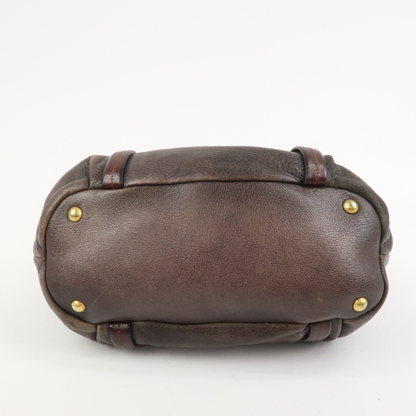 PRADA Leather 2Way Bag Hand Bag Shoulder Bag Brown