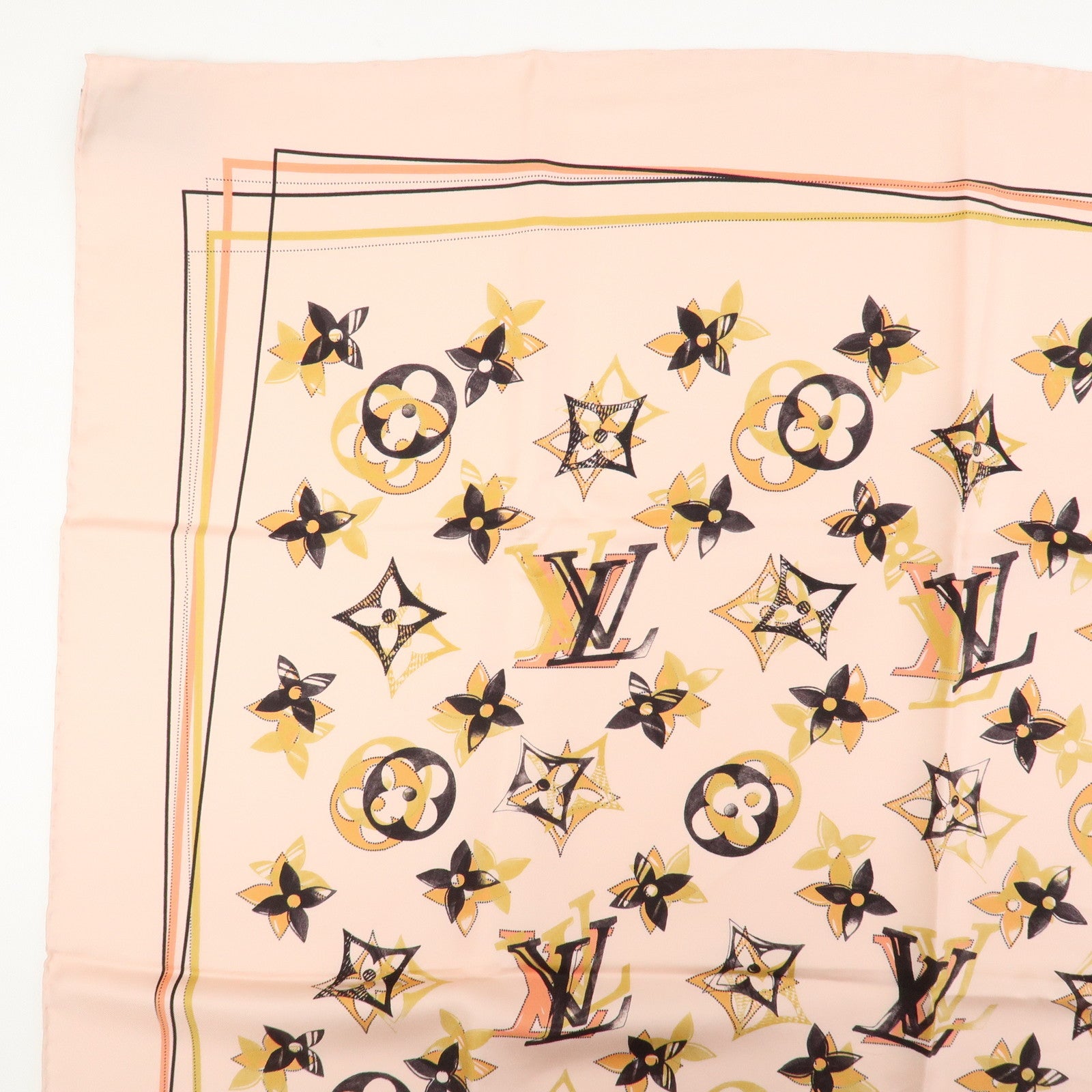 Louis Vuitton Monogram Silk 100% Scarf Pink Ｍ79267