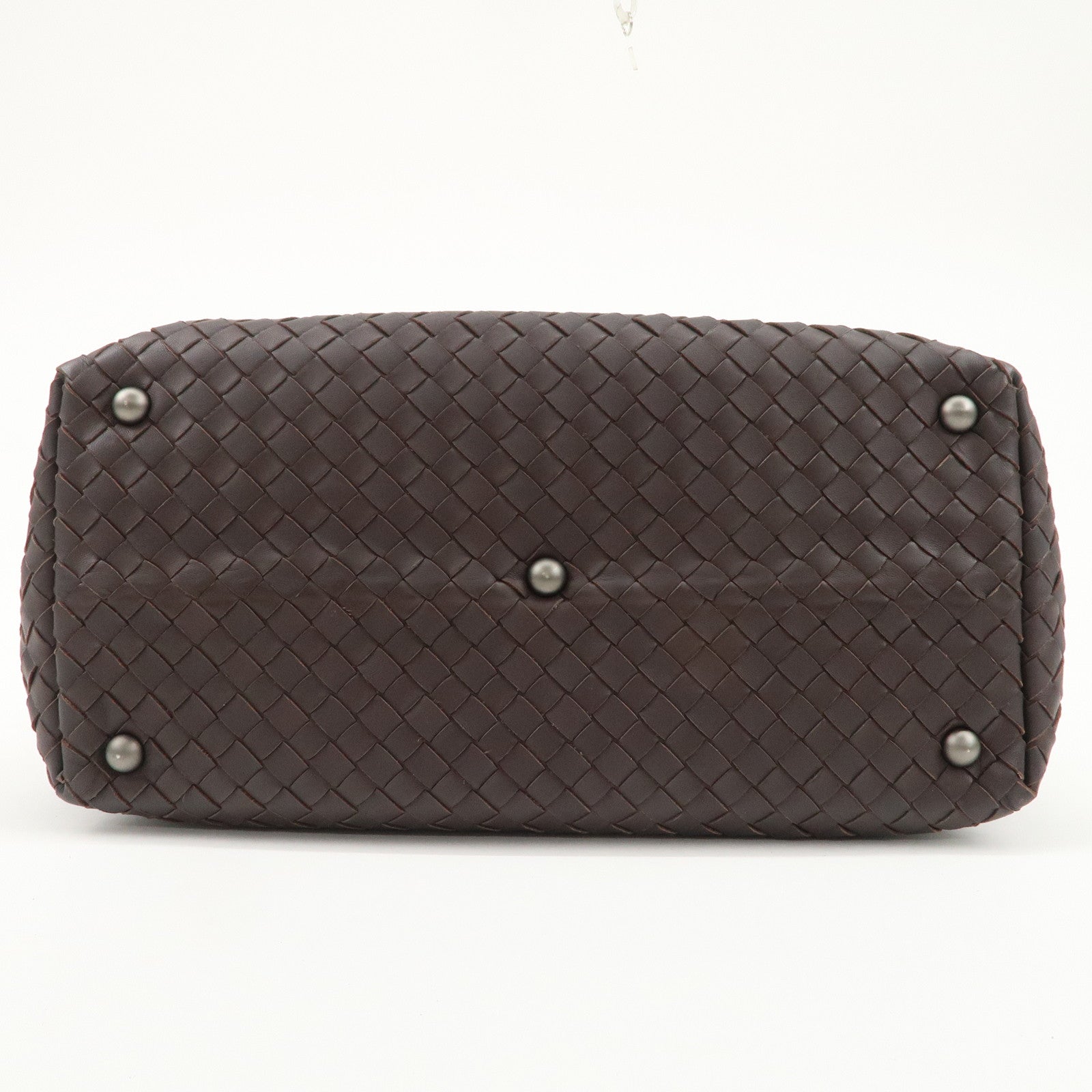BOTTEGA VENETA Intrecciato Montaigne Leather Boston Bag Brown 173398 Used