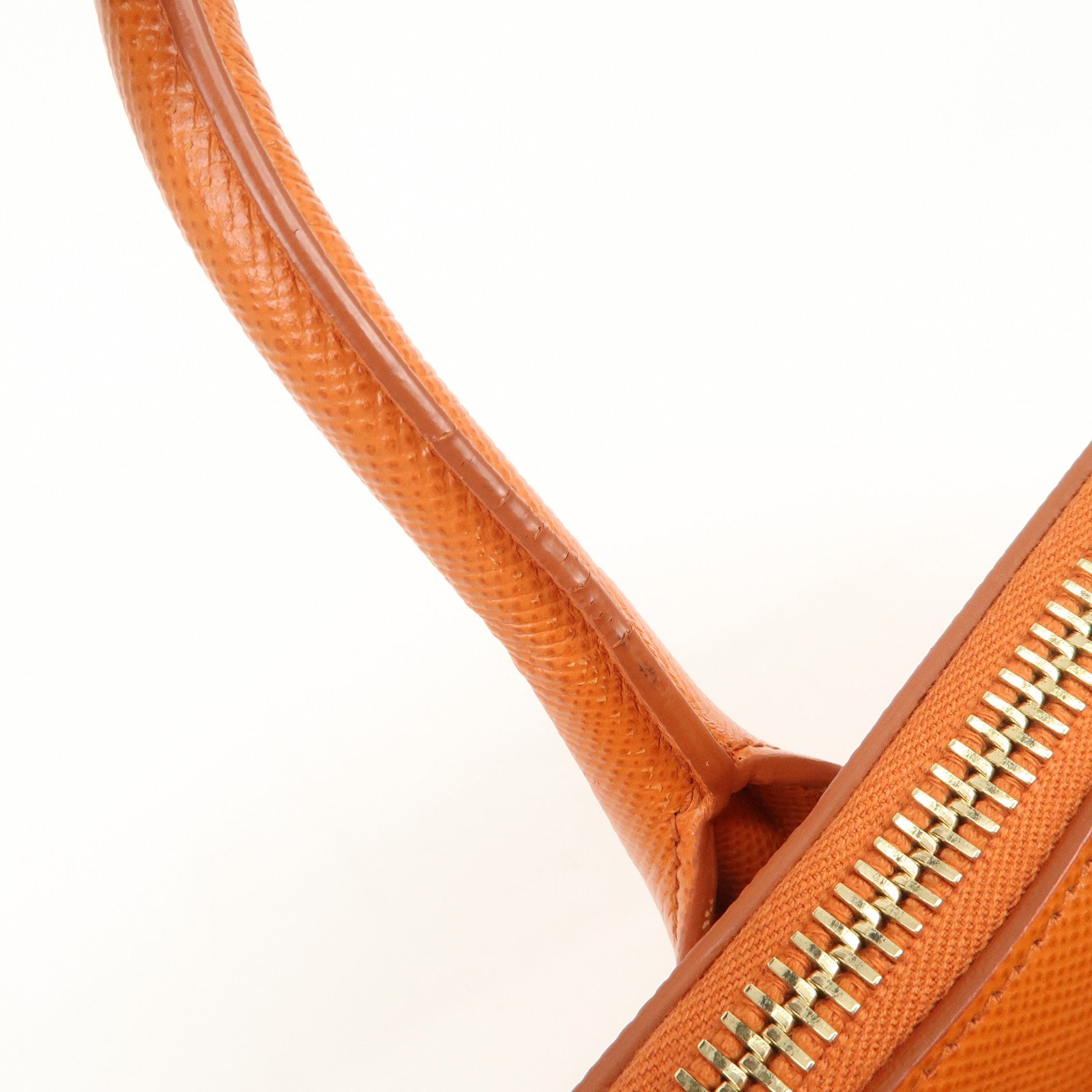 PRADA Logo Saffiano Leather Hand Bag Orange BN2560
