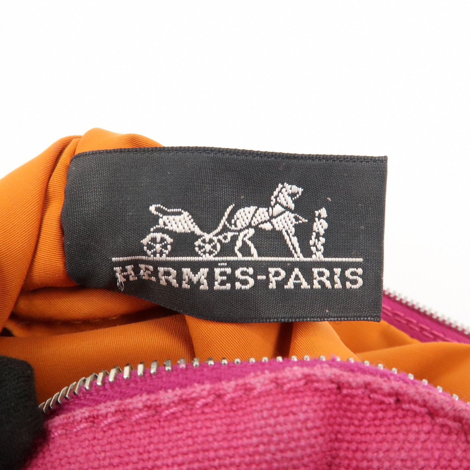 HERMES Canvas Leather Bolide Pouch PM Cosmetic Pouch Pink