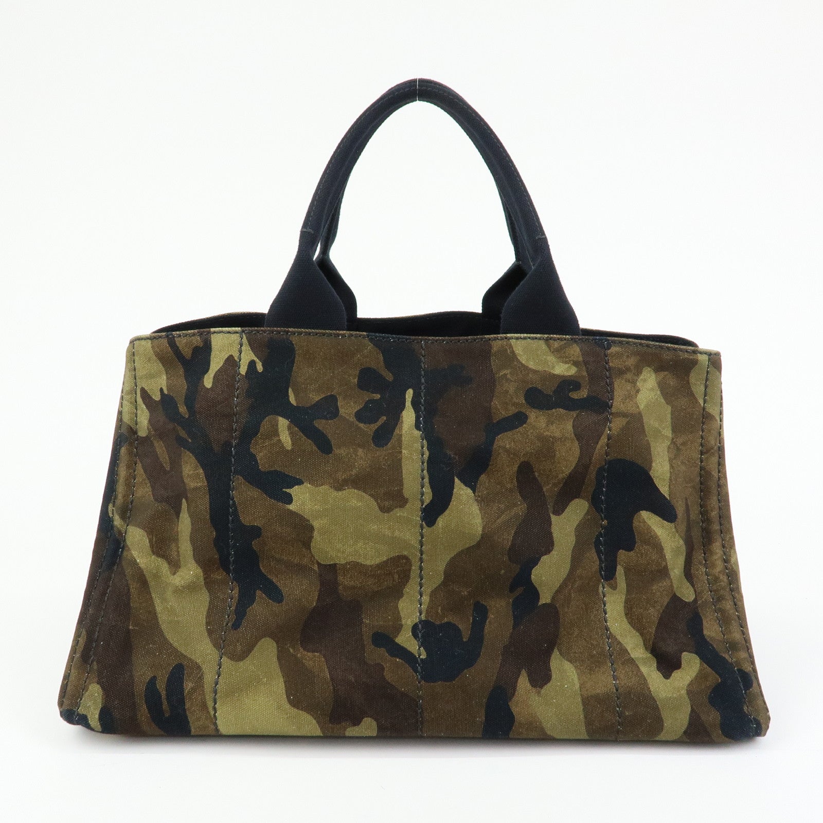 PRADA Triangle Logo Canapa Large Canvas Tote Bag Camouflage B1872B