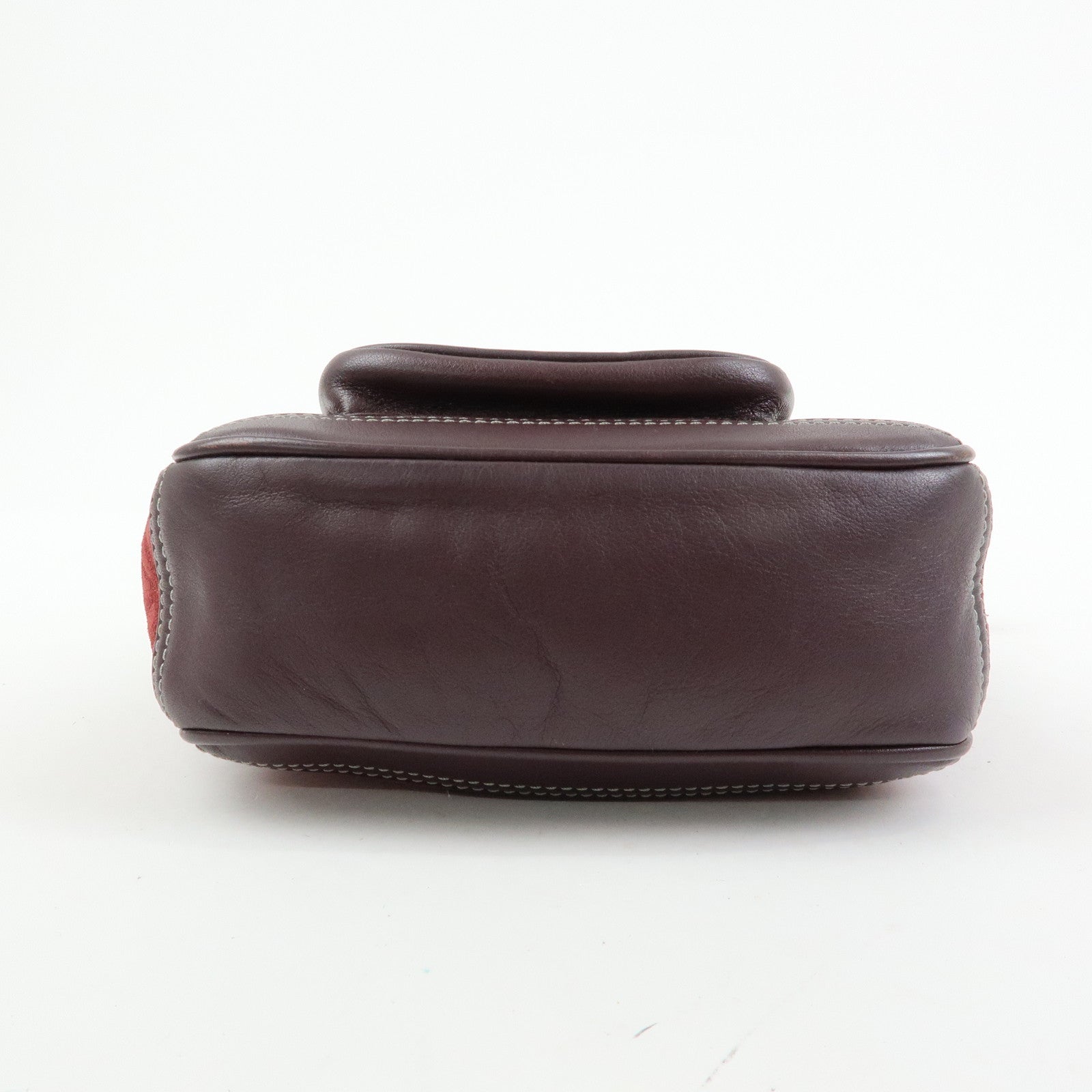 LOEWE Anagram Suede Leather Shoulder Crossbody Bag Bordeaux