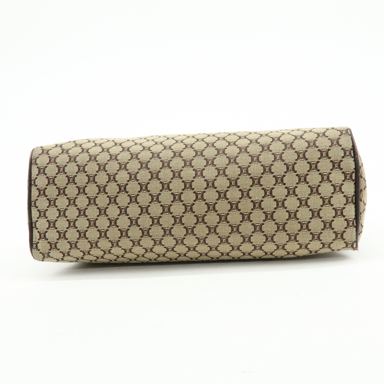 CELINE Macadam Canvas Leather Hand Bag Brown Beige