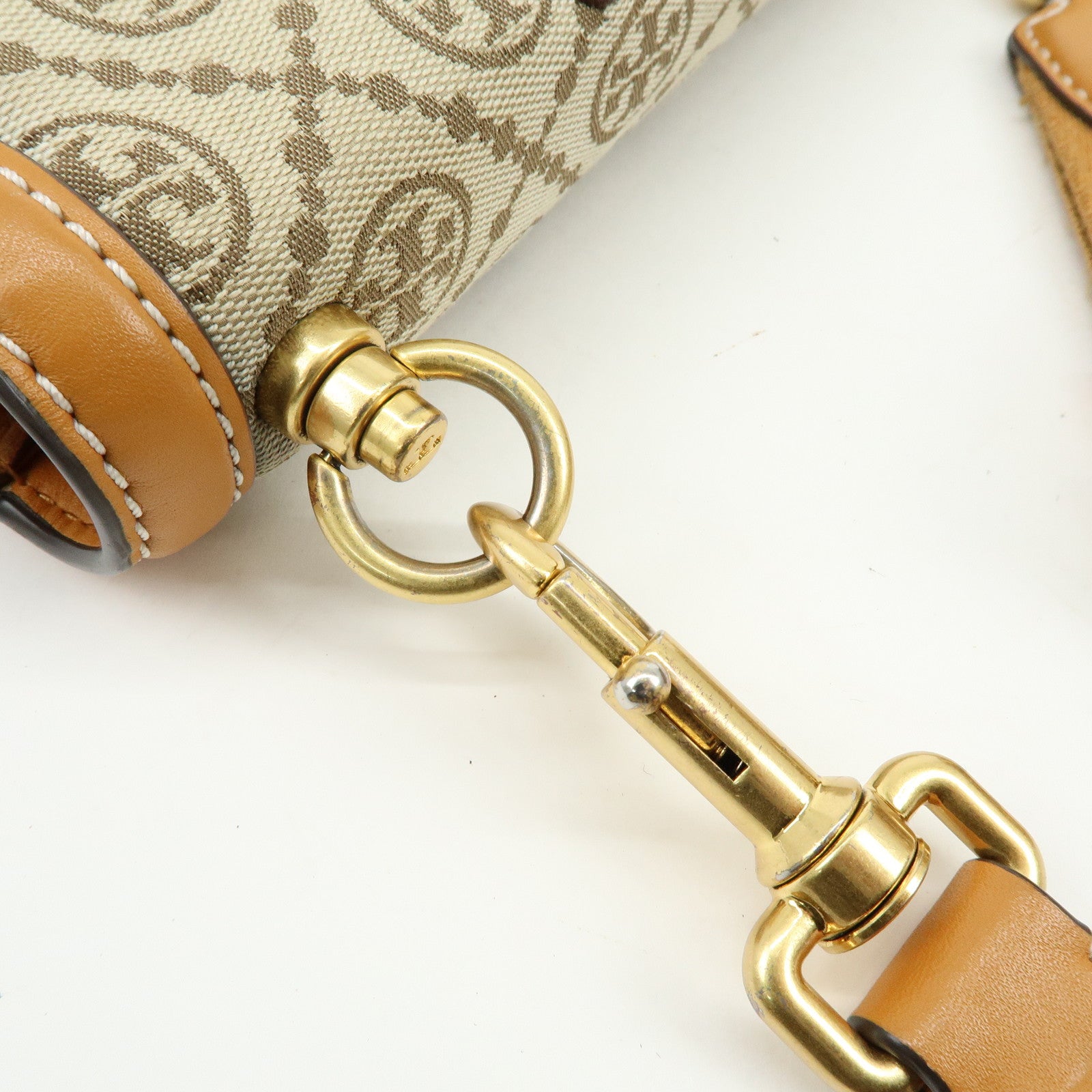 TORY BURCH T Monogram Jacquard Leather Shoulder Bag Leopard Beige