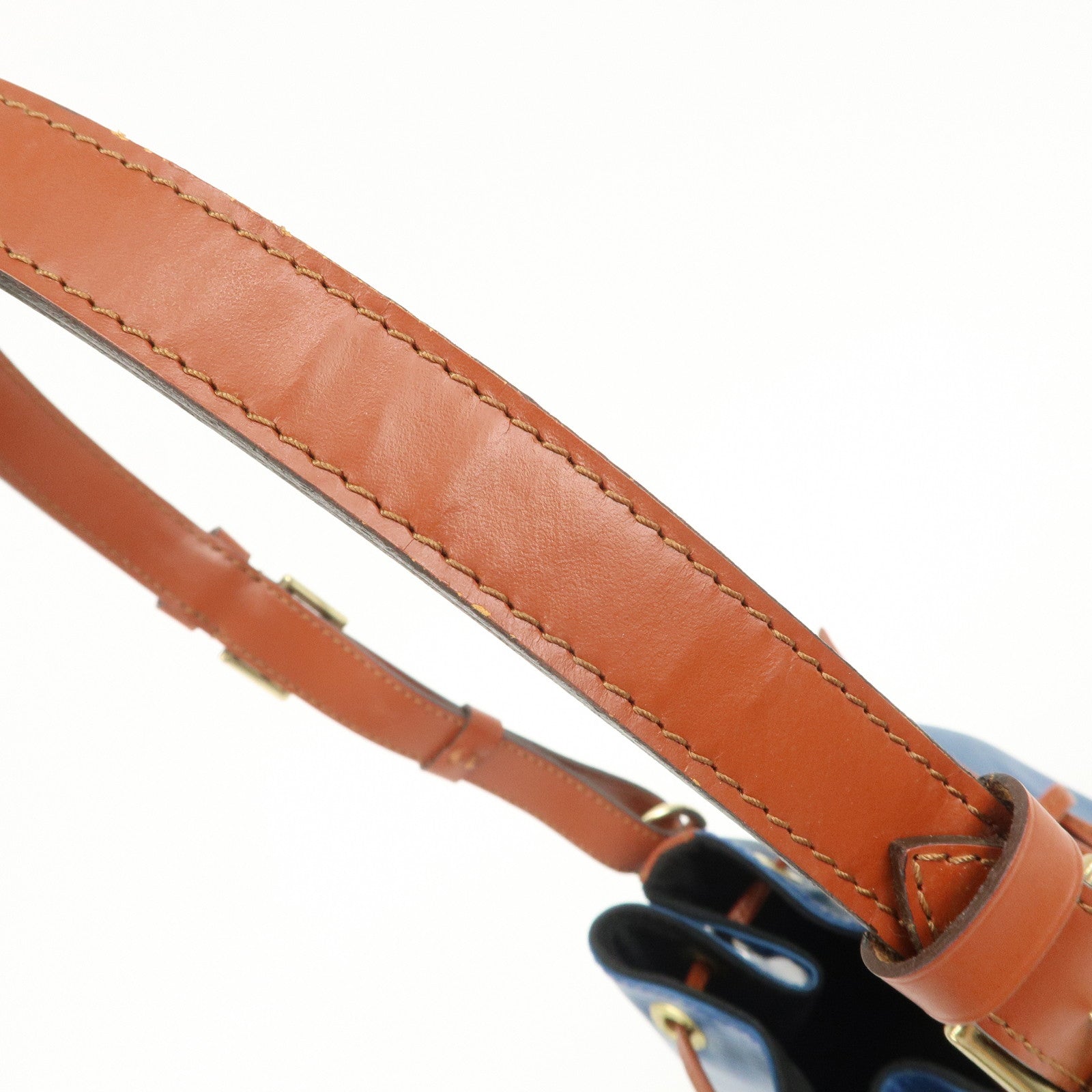 Louis Vuitton Epi Petit Noe Shoulder Bag Bi-Color Blue Kenya Brown Used