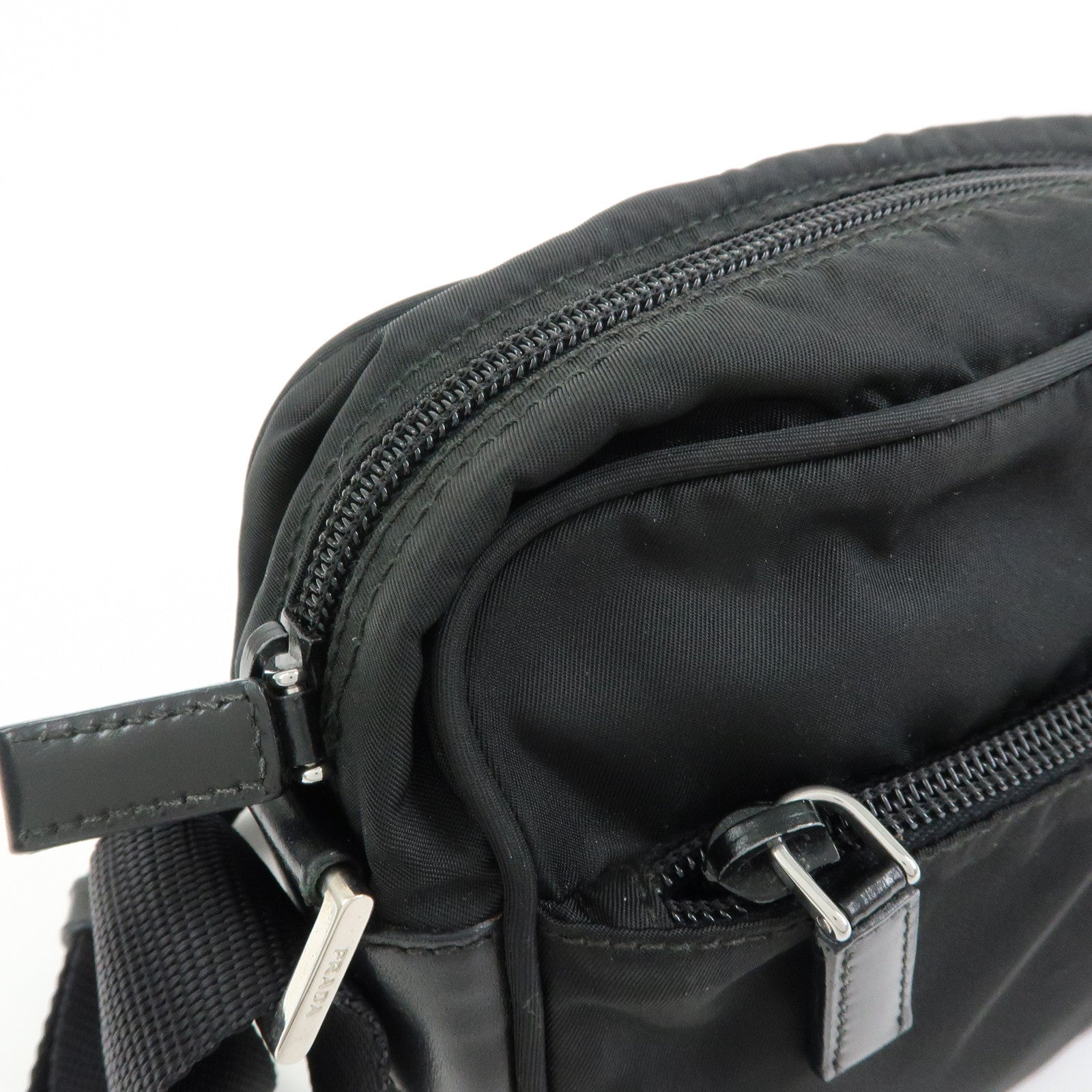 PRADA Triangle Logo Nylon Shoulder Bag Crossbody Bag Black BT0166