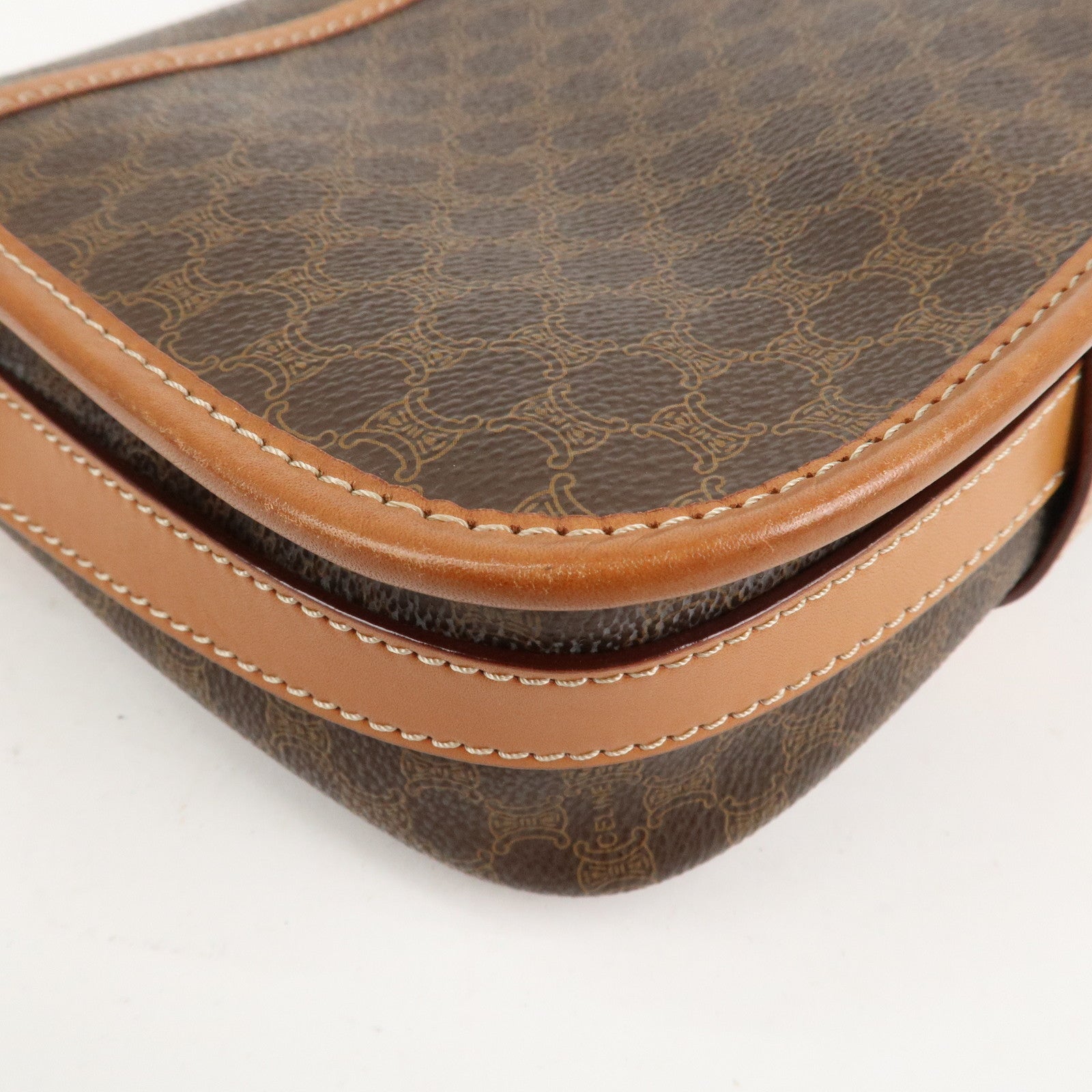 CELINE Macadam PVC Leather Shoulder Bag Brown