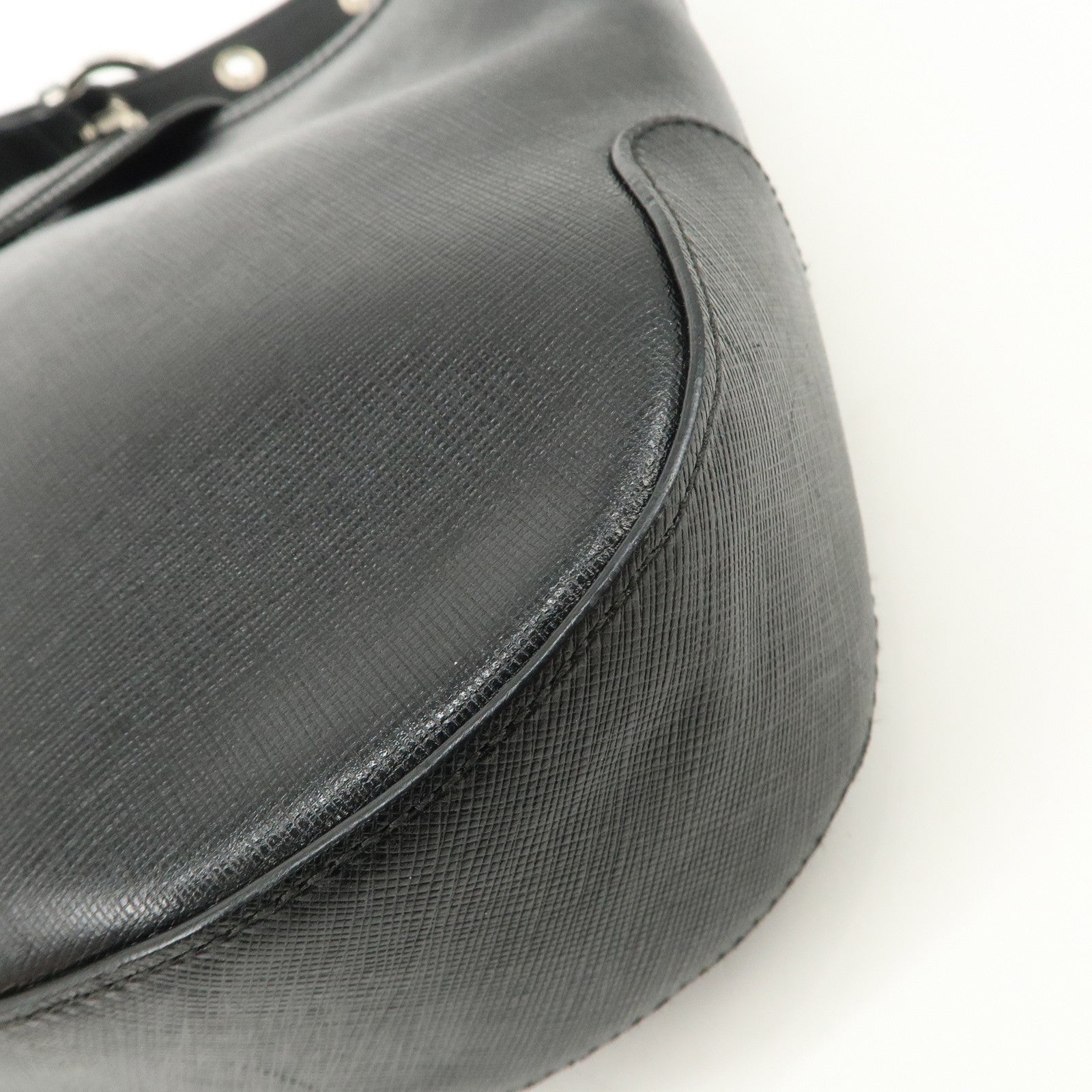 Ferragamo Gancini Leather Shoulder Bag Black