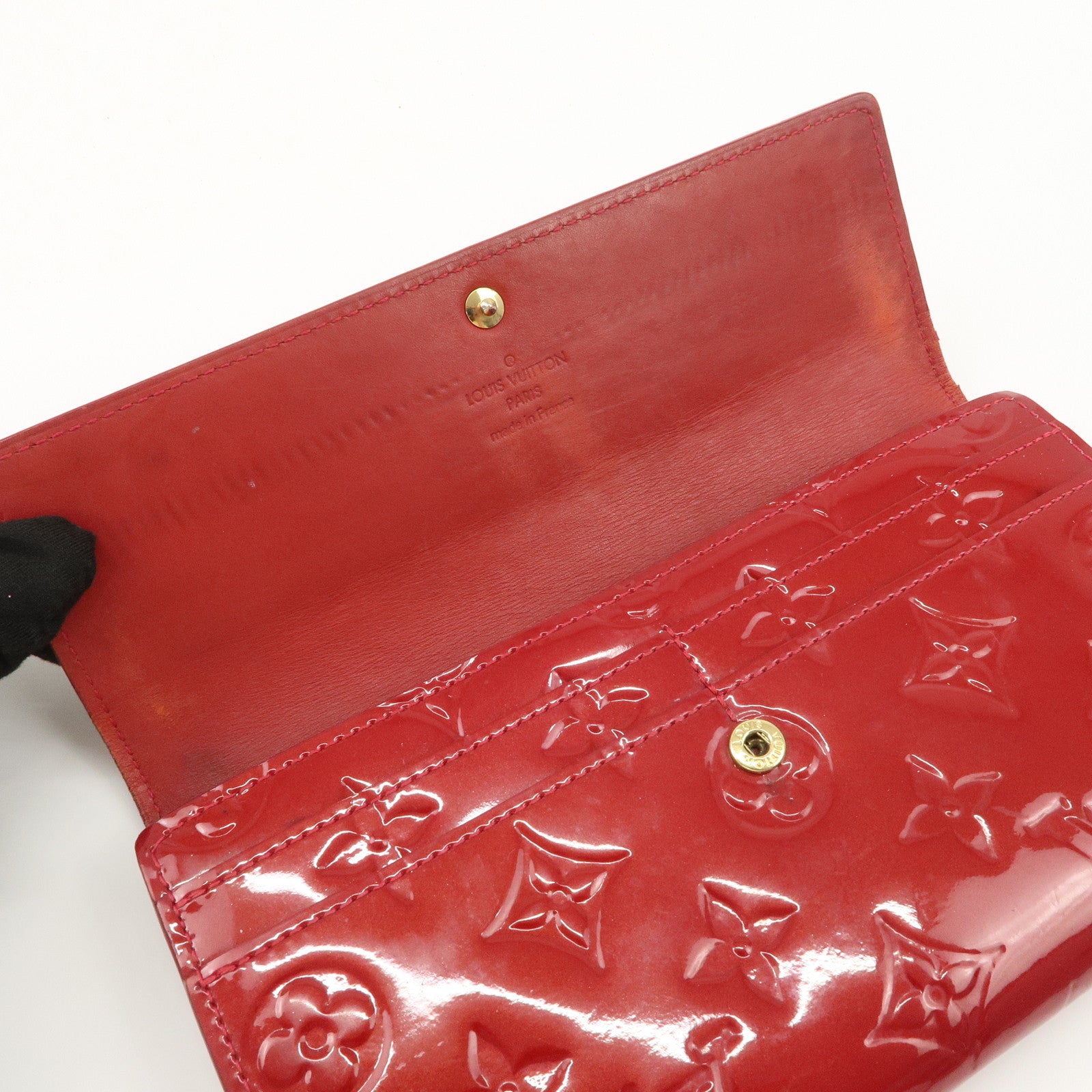 Louis Vuitton Monogram Vernis Set of 2 Long Wallet Red Pink Used