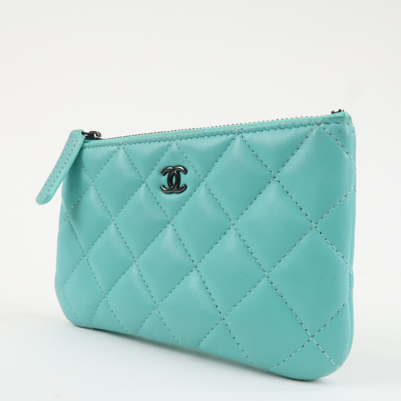 CHANEL Matelasse Caviarskin Classic Mini Pouch Blue A82365 Used