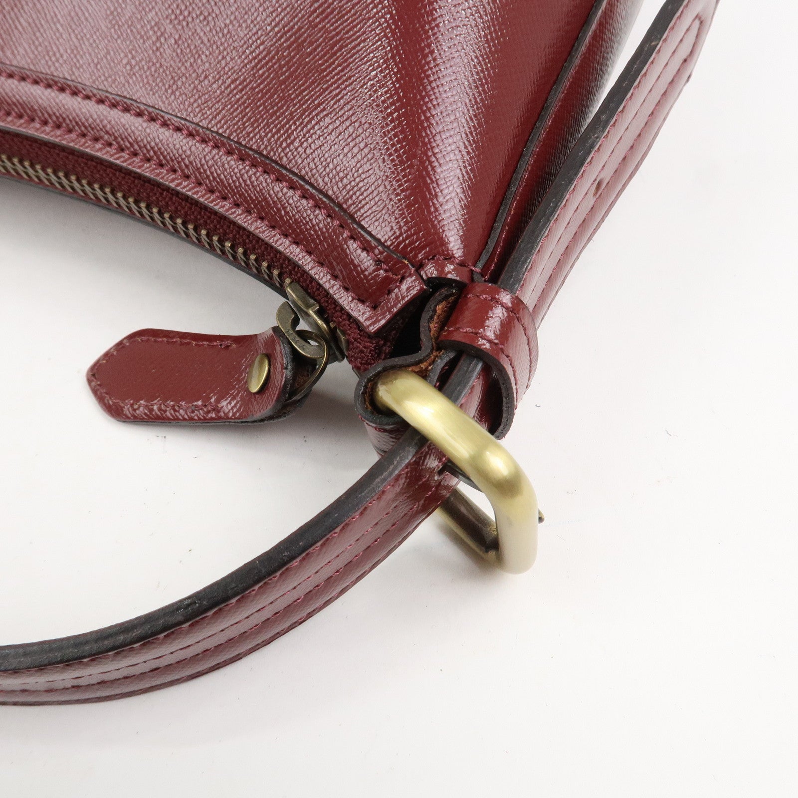 BURBERRY Leather Shoulder Bag Hand Bag Bordeaux Gold HDW