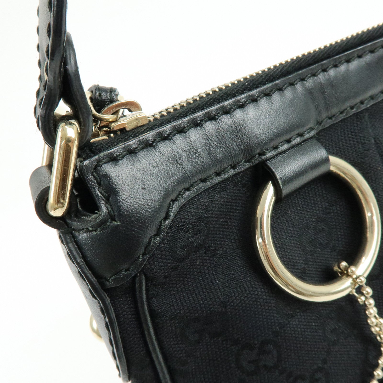 GUCCI Sukey GG Canvas Leather Shoulder Bag Black 232955
