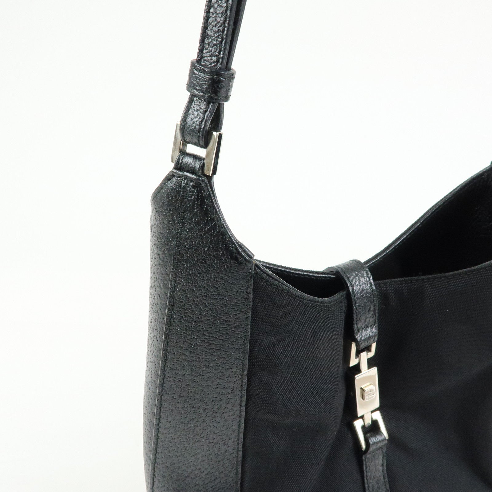 GUCCI Jackie Nylon Leather Shoulder Bag Hand Bag Black 001・3876