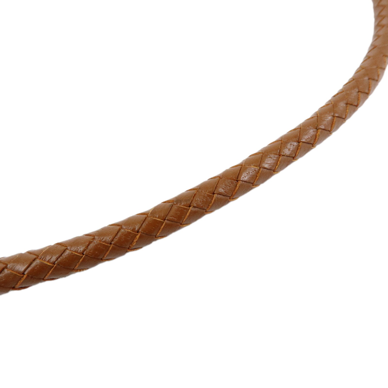 HERMES Jumbo Choker Leather Metal Bracelet Brown Silver