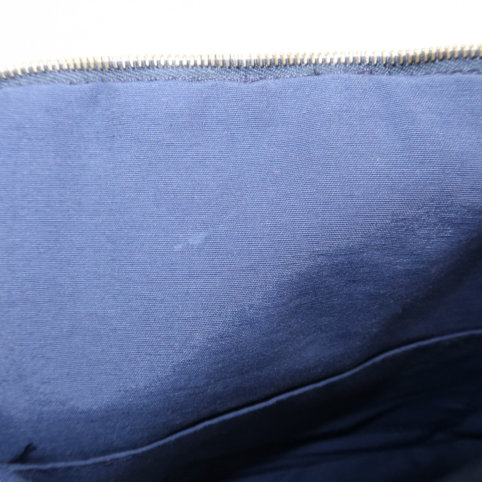 HERMES Canvas Leather Bolide Pouch MM Cosmetic Pouch Navy