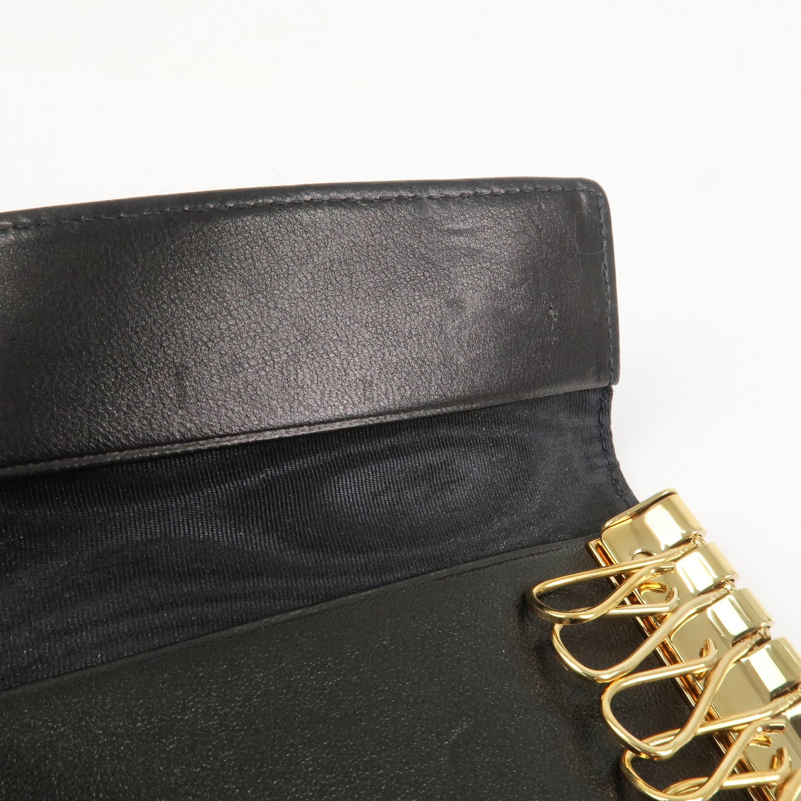 CHANEL COCO Mark Caviarskin 6 Rings Key Case Key Holder A01439