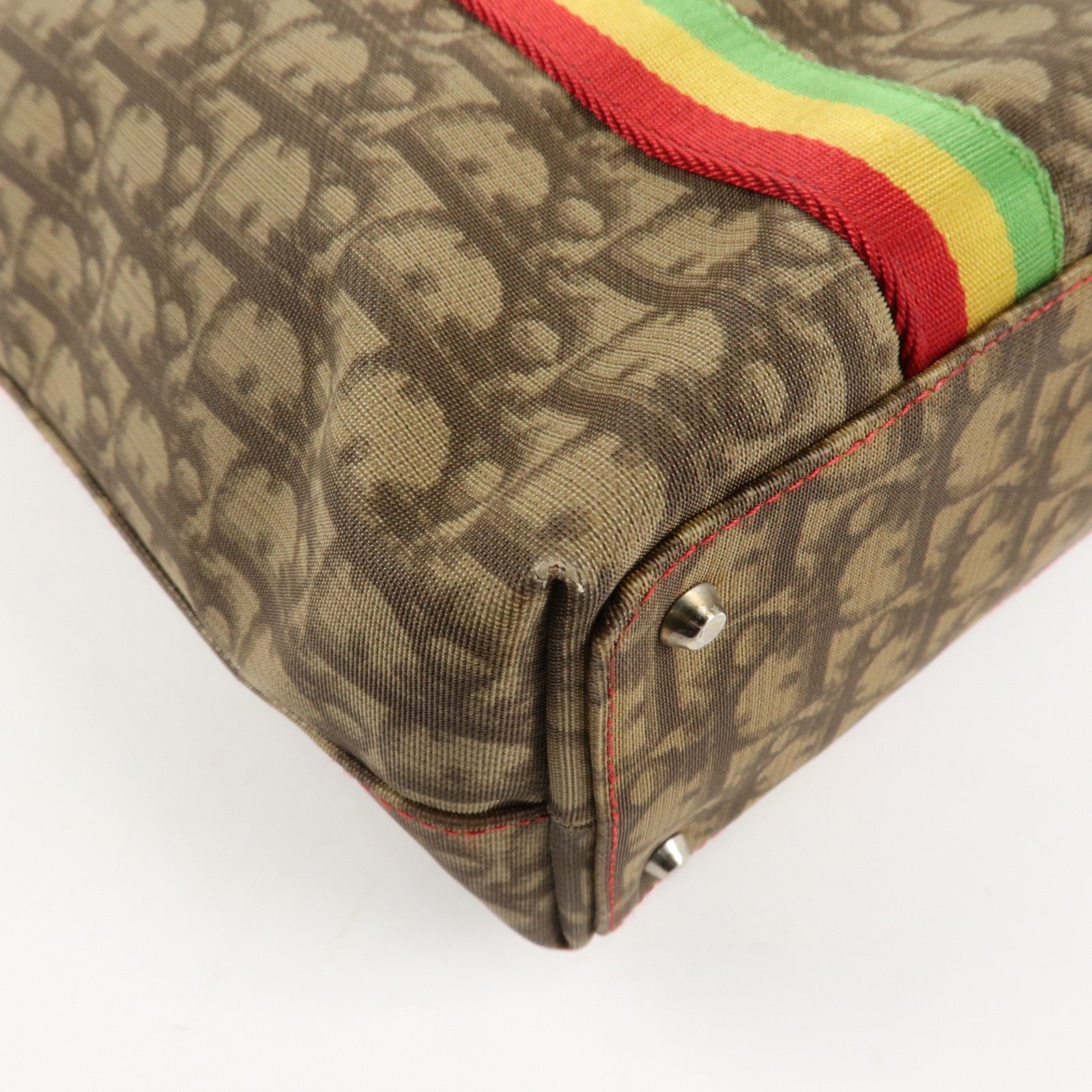 Christian Dior Rasta Line Trotter PVC Leather Tote Bag Hand Bag Brown Used